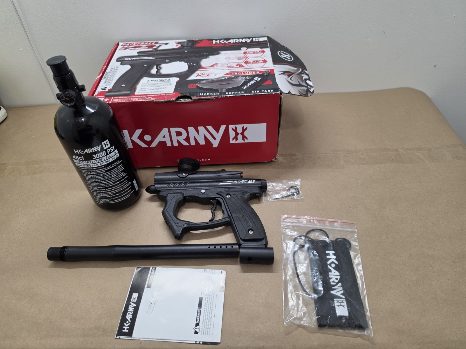 HK Army SABR Paintball Gun HPA Marker Starter Package (Black) Used Open Box