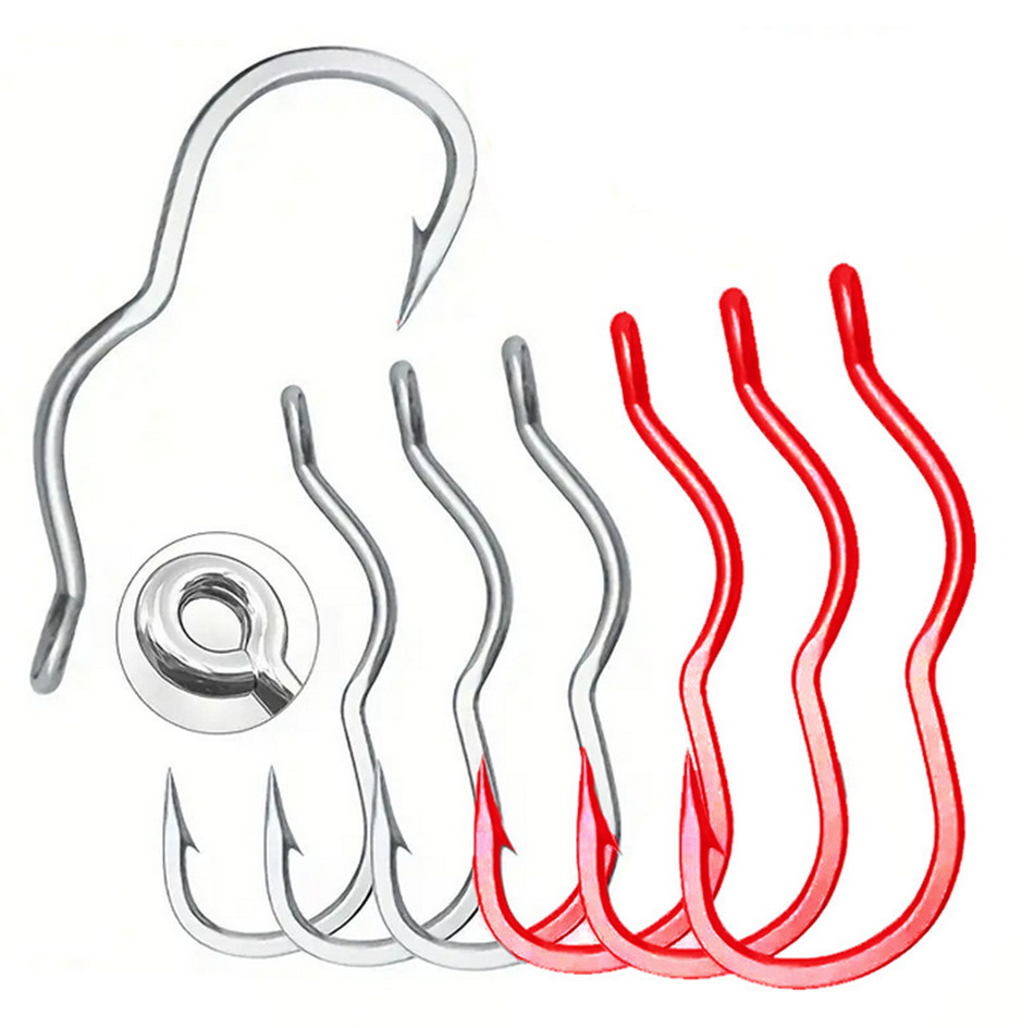 100Pcs Automatic Flip Fishing Hooks High Carbon Steel Fish Barb Hook Bass 5#-14#