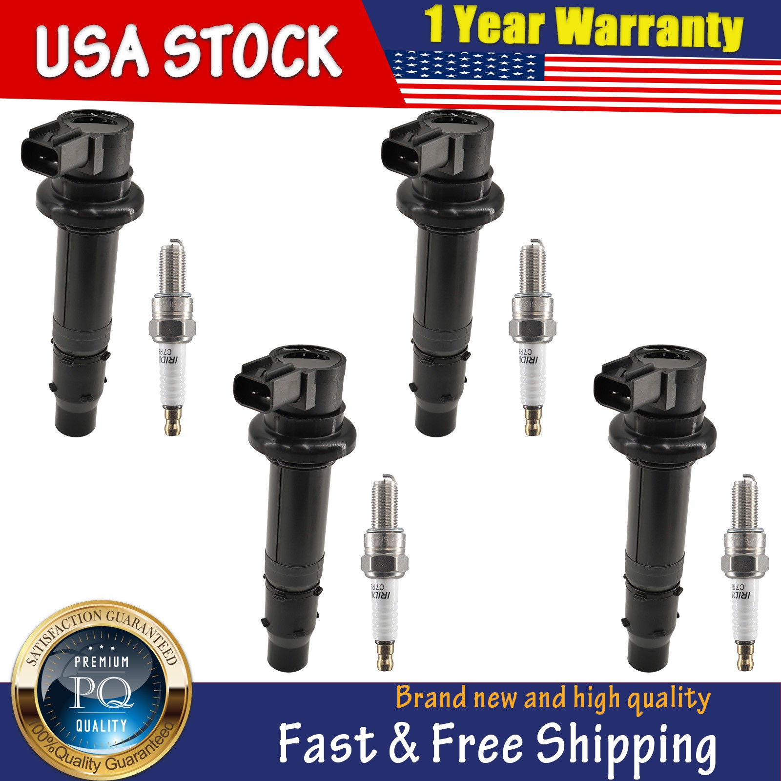4 x Ignition Coil & 4 x Iridium Spark Plugs for Yamaha FZ1  2002-2020