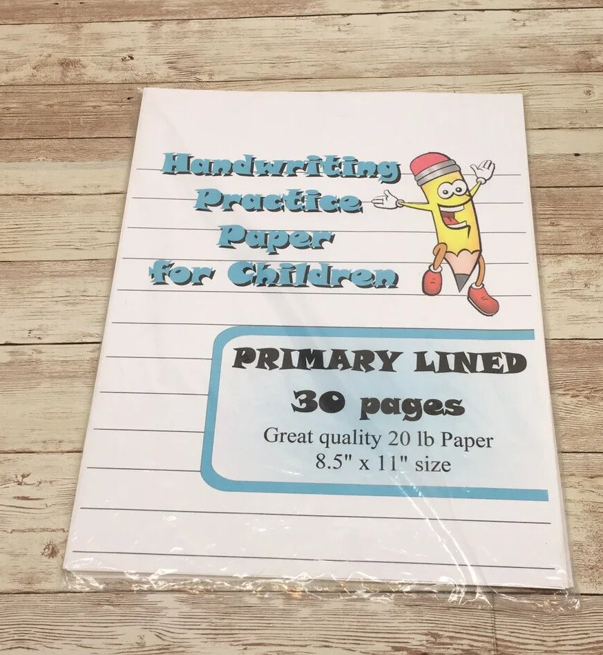Primary Lined - Handwriting Practice Paper For Children - 30 Sheets