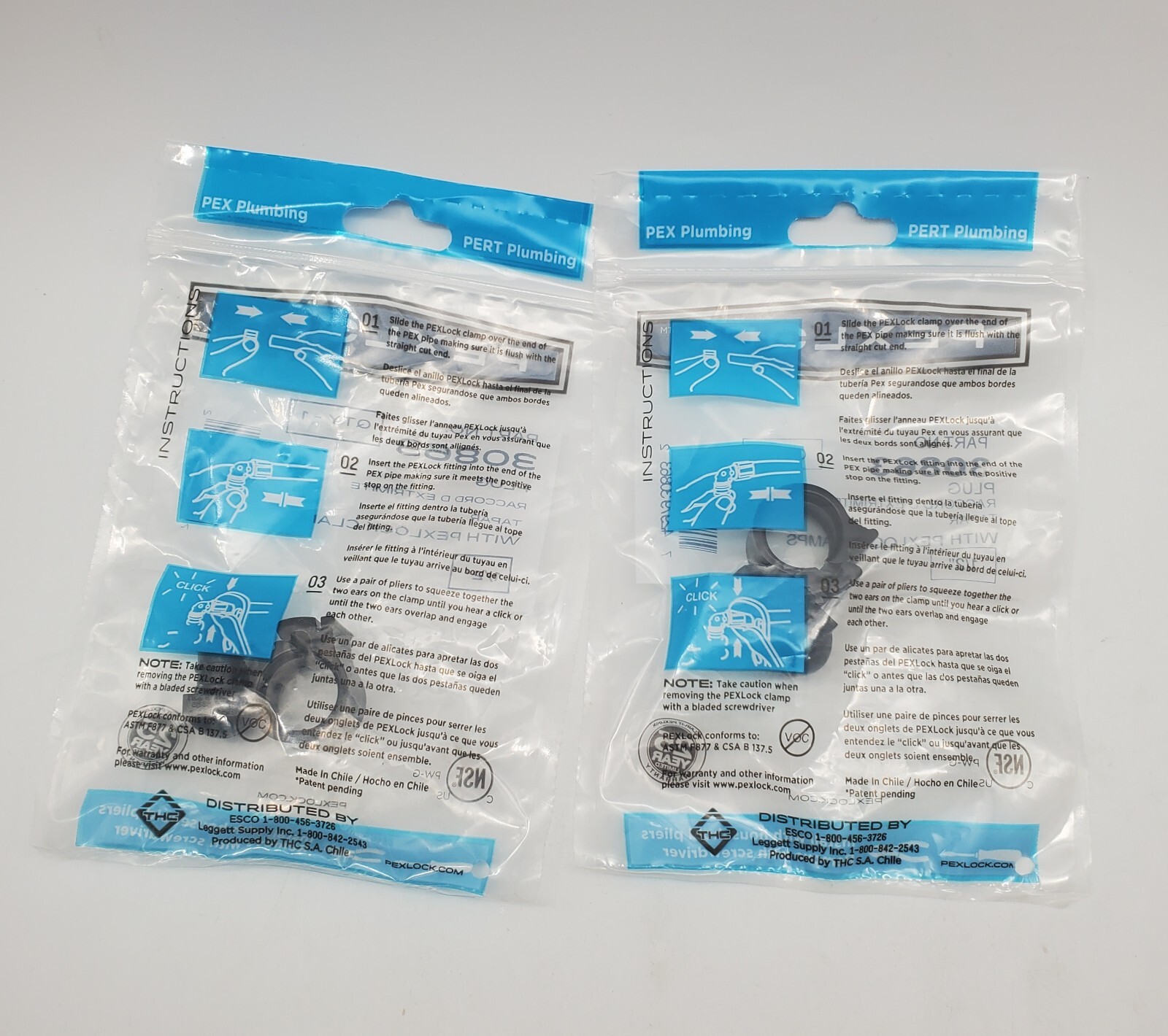 2 Pkgs (2 Plugs Total) Pex Plumbing Pexlock Plug Clamps 1/2" 30863