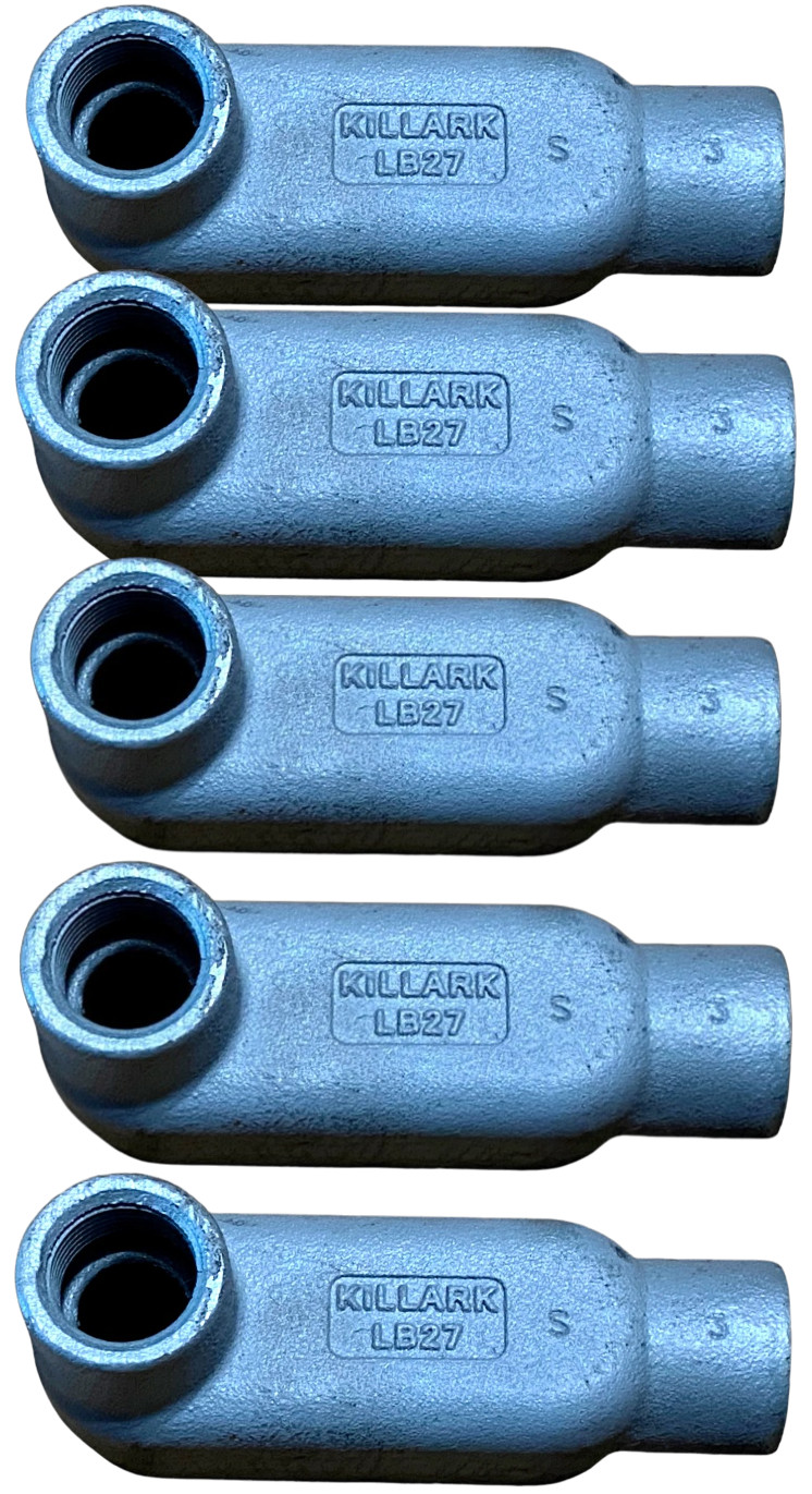 Hubbell Killark LB27 Conduit Body 3/4" LB Form 7 Iron (Lot of 5)