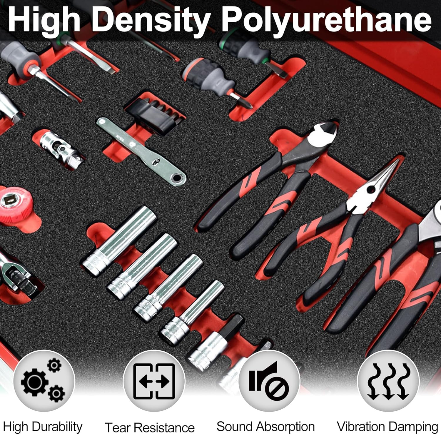 Polyurethane Foam Sheets, 4P 12 X 12 X 1 Inch Cuttable Tool Box Case Foam Insert