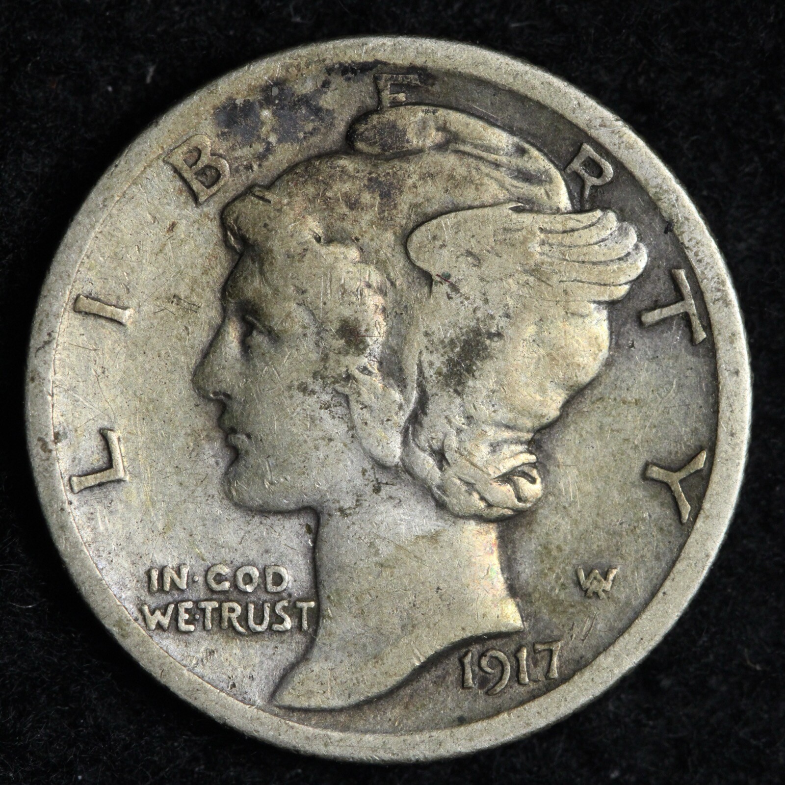 1917 Mercury Silver Dime XF E382 DUH