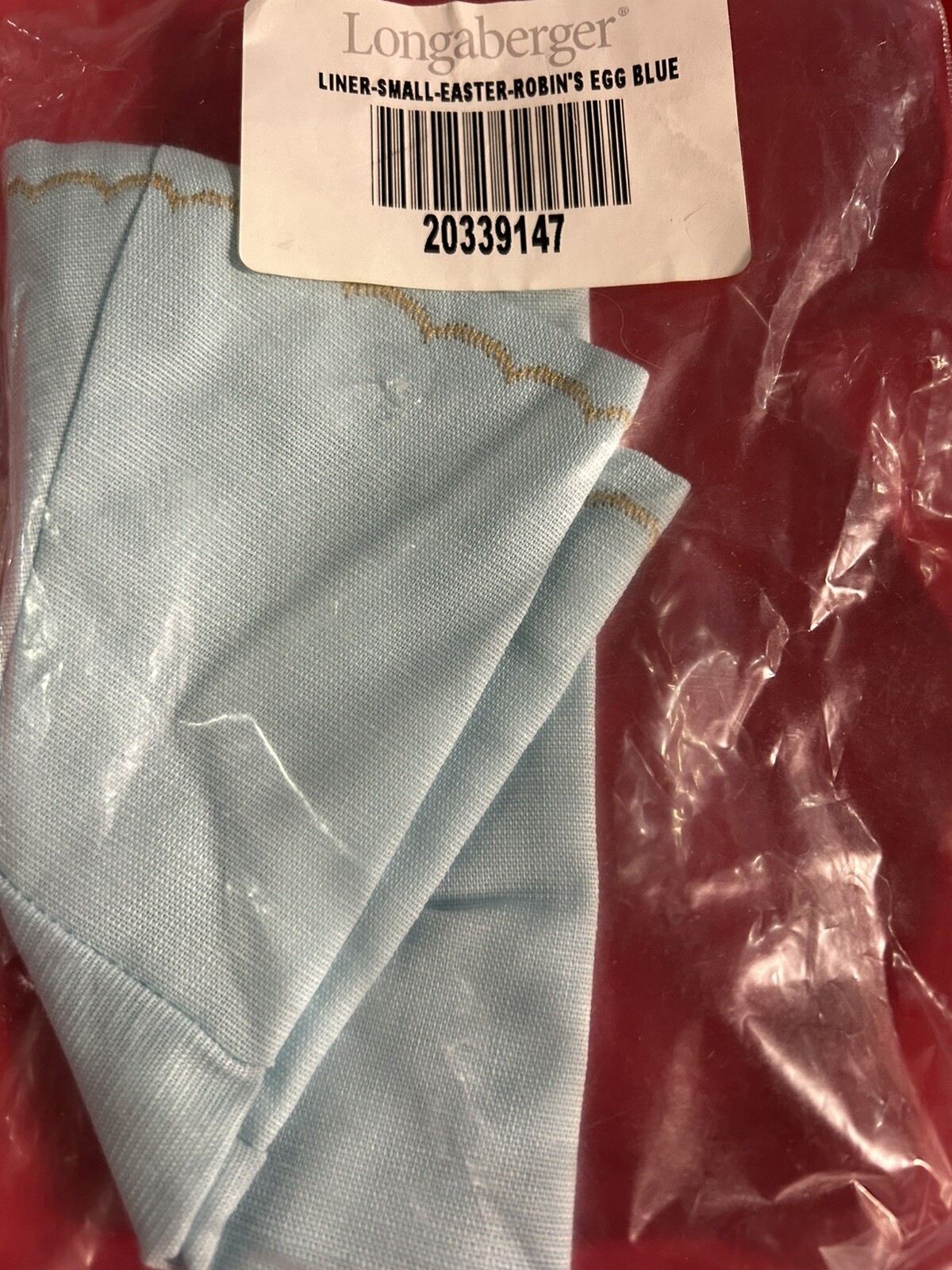 Longaberger Small Easter  Fabric Liner Robin's Egg Blue #20339147 NIP