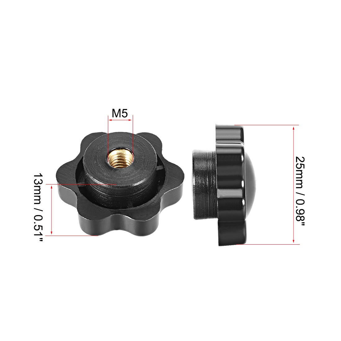 Locking handle screw knobs star knob M5 ×7mm female thread 4pcs
