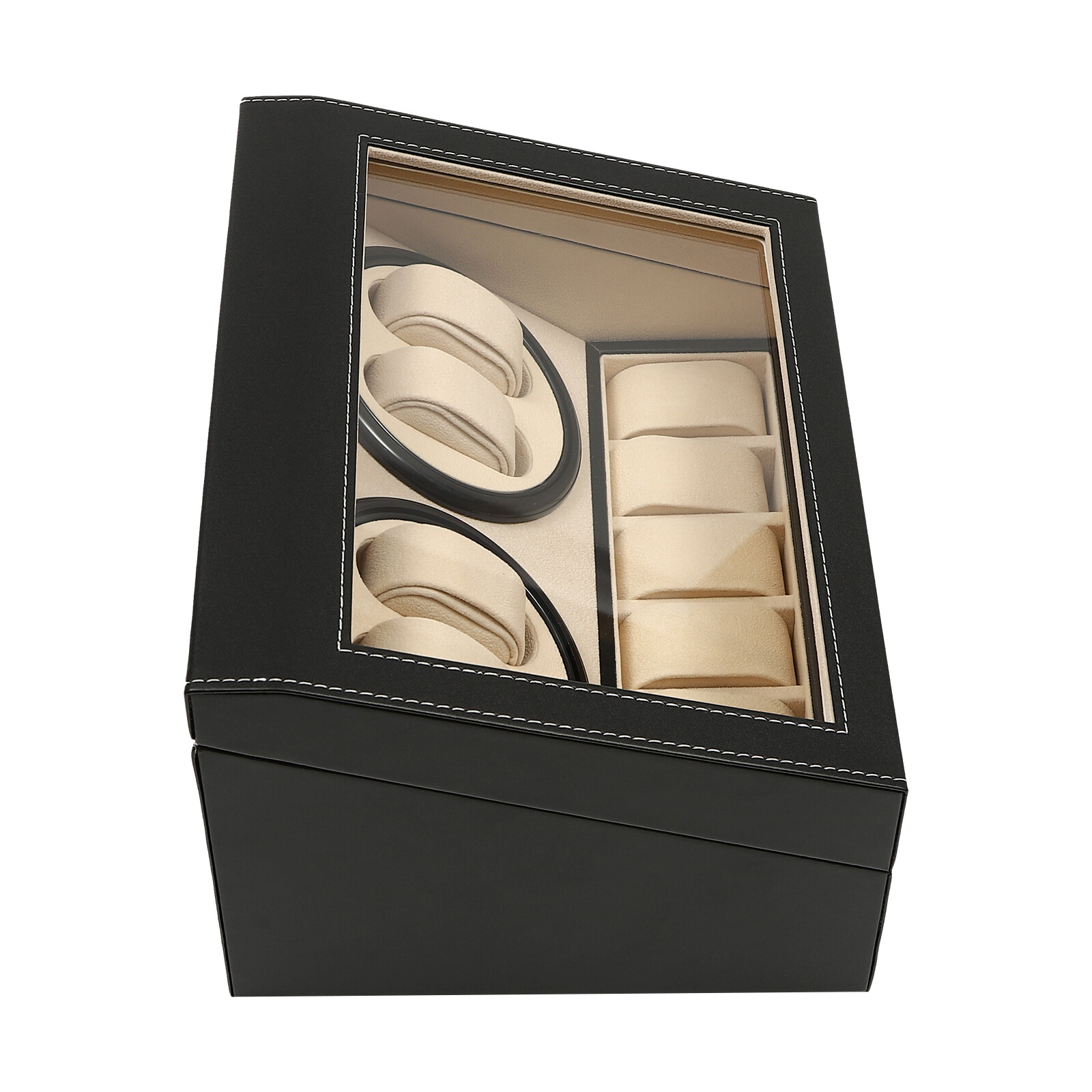 4+6 Luxury Automatic Rotation Watch Winder Leather Storage Case Display Box Gift