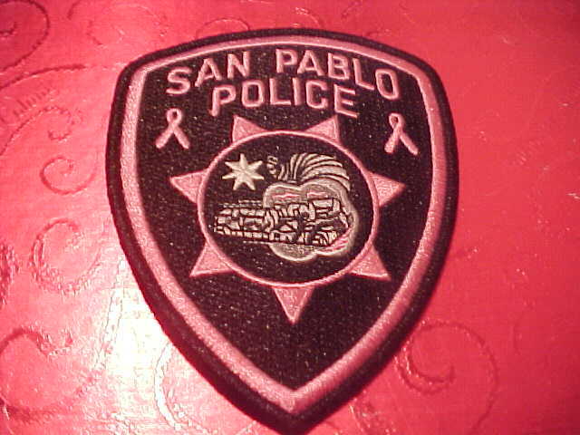 SAN PABLO CALIFORNIA PINK CANCER POLICE PATCH SHOULDER SIZE UNUSED
