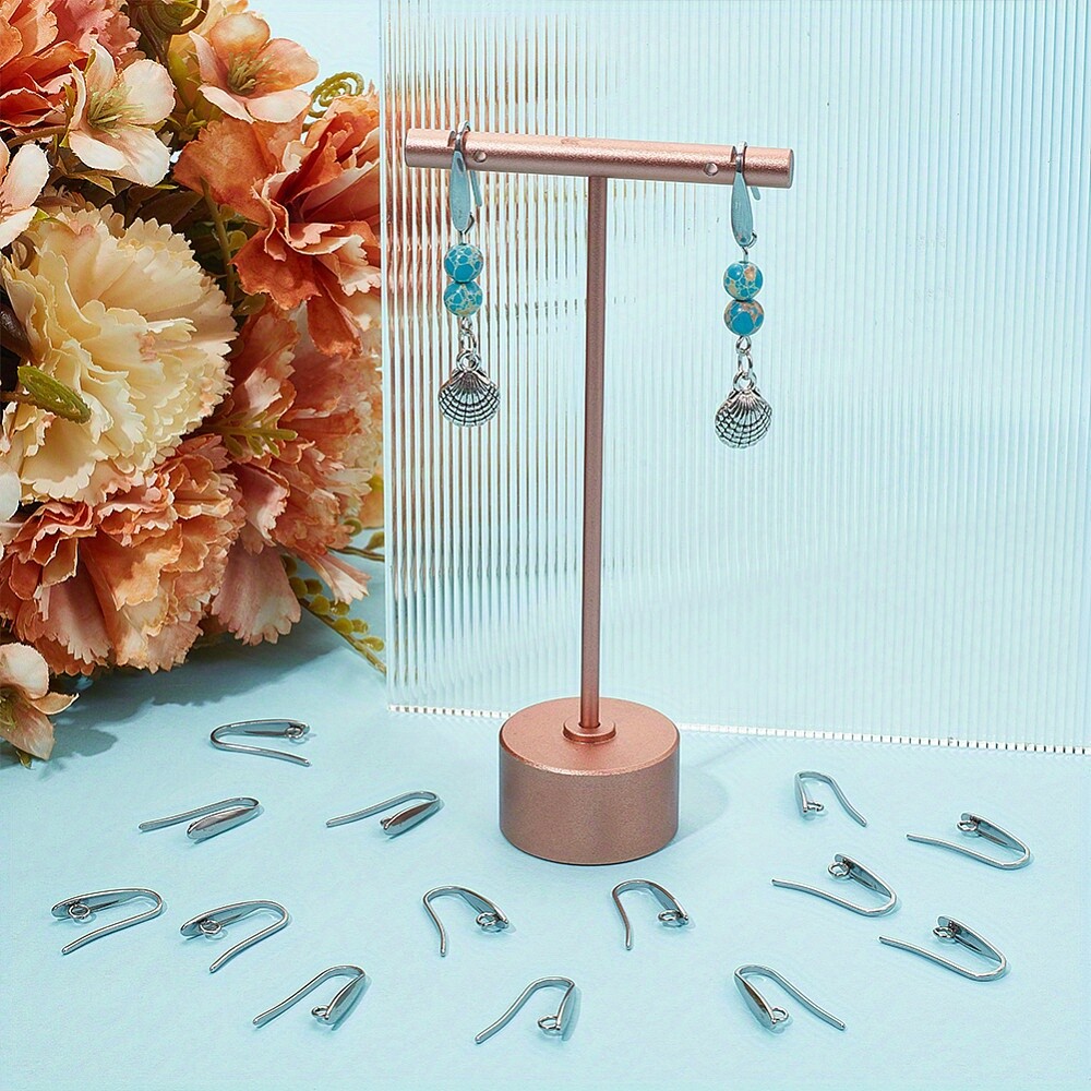 1box 304 Stainless Steel Earring Hooks with Horizontal Loop Stainless Steel