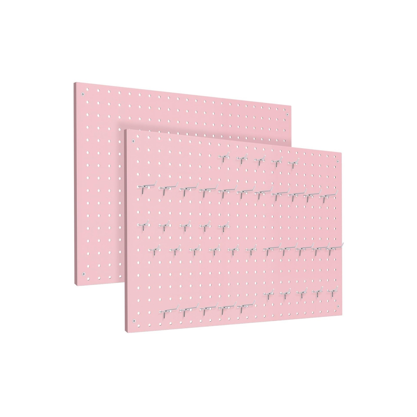 Peg Board, 2 Pack Metal Pegboard Panels Pink Pegboards Wall Organizer with Fr...