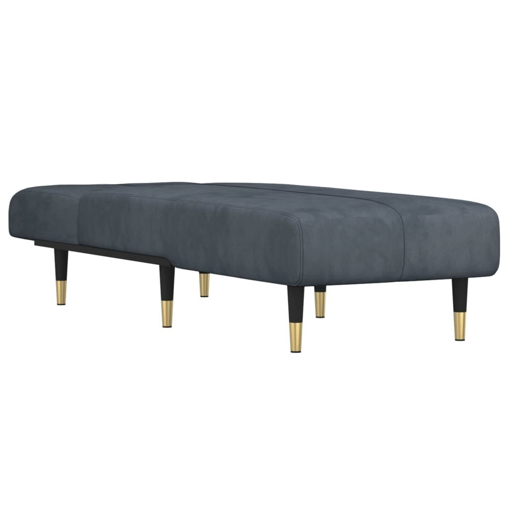 Chaise Lounge Dark Grey Velvet 21.7 in x 55.1 in x 27.6 in