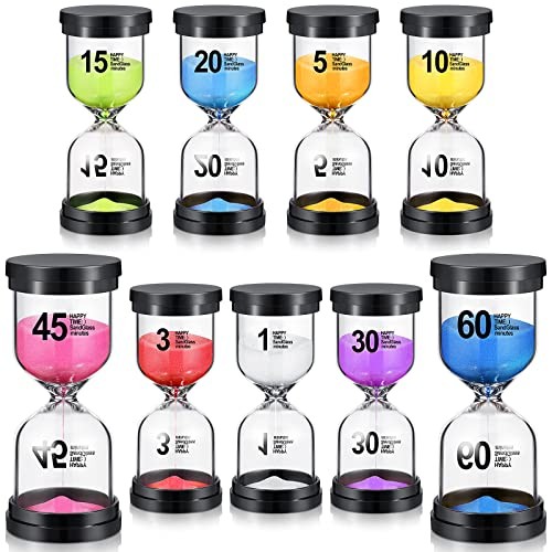 9 Pieces Sand Timer Colorful Hourglass Sand Clock Timer