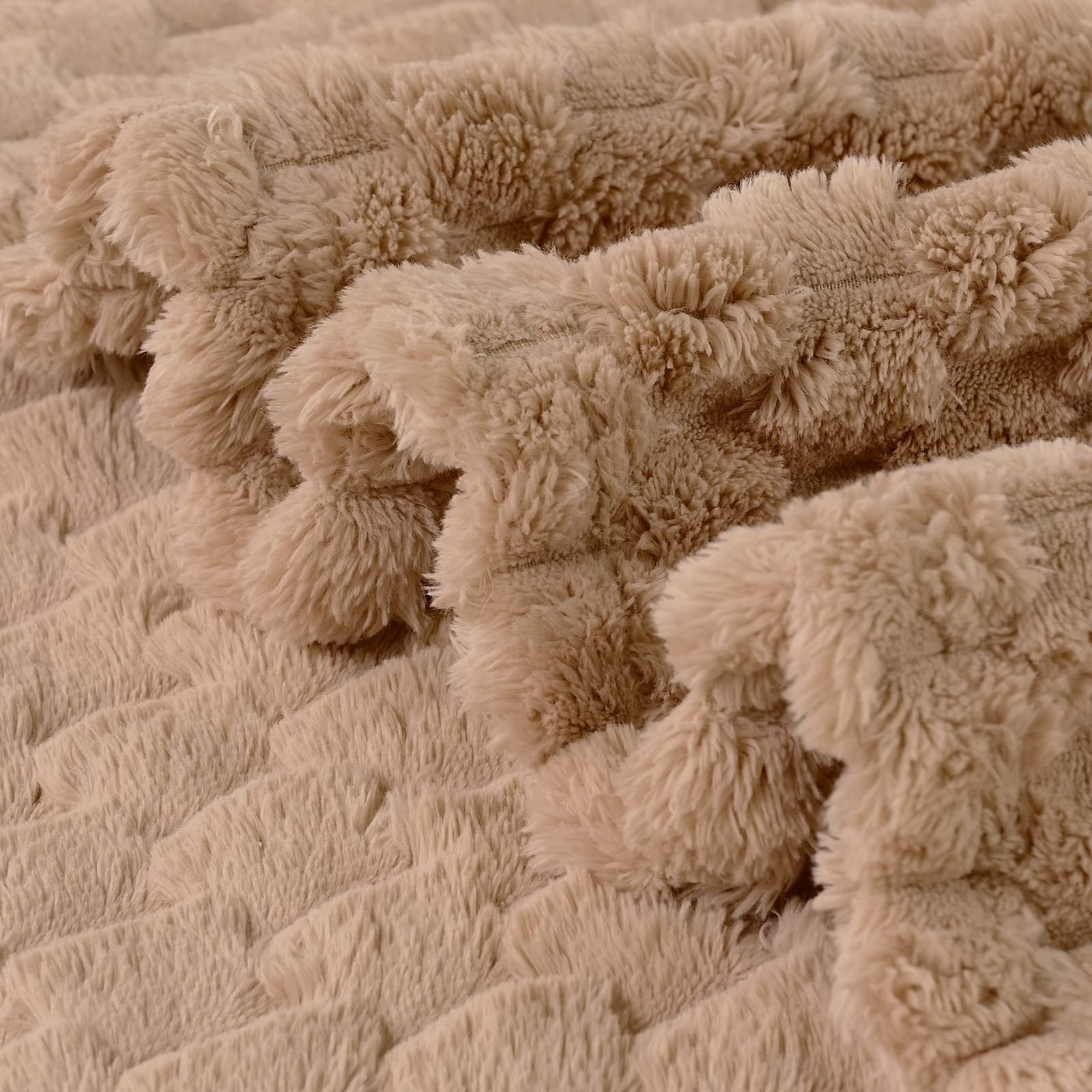 Camel Fleece Throw Blanket Couch 300GSM Soft Plush Fuzzy 40x50 Inch