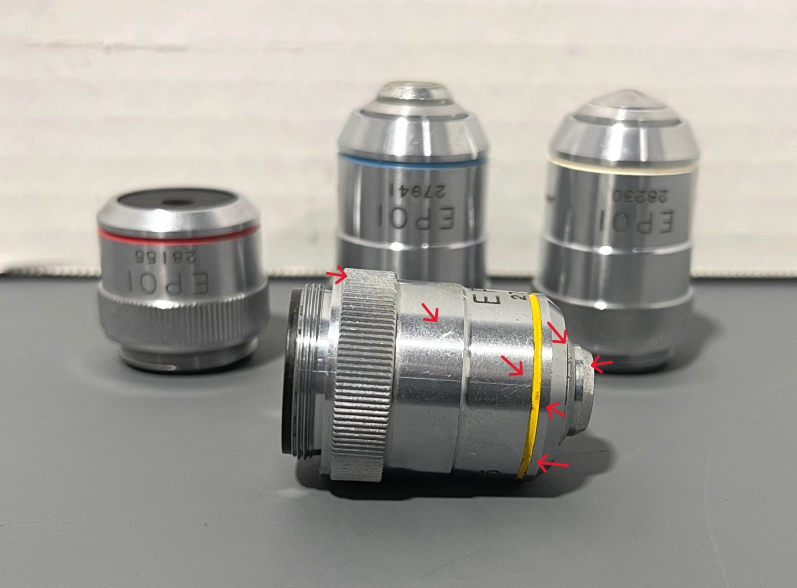 Mixed Lot of EPOI 4/0.13 10/0.25 40/0.65 OiL 100/1.25 Microscope Objectives
