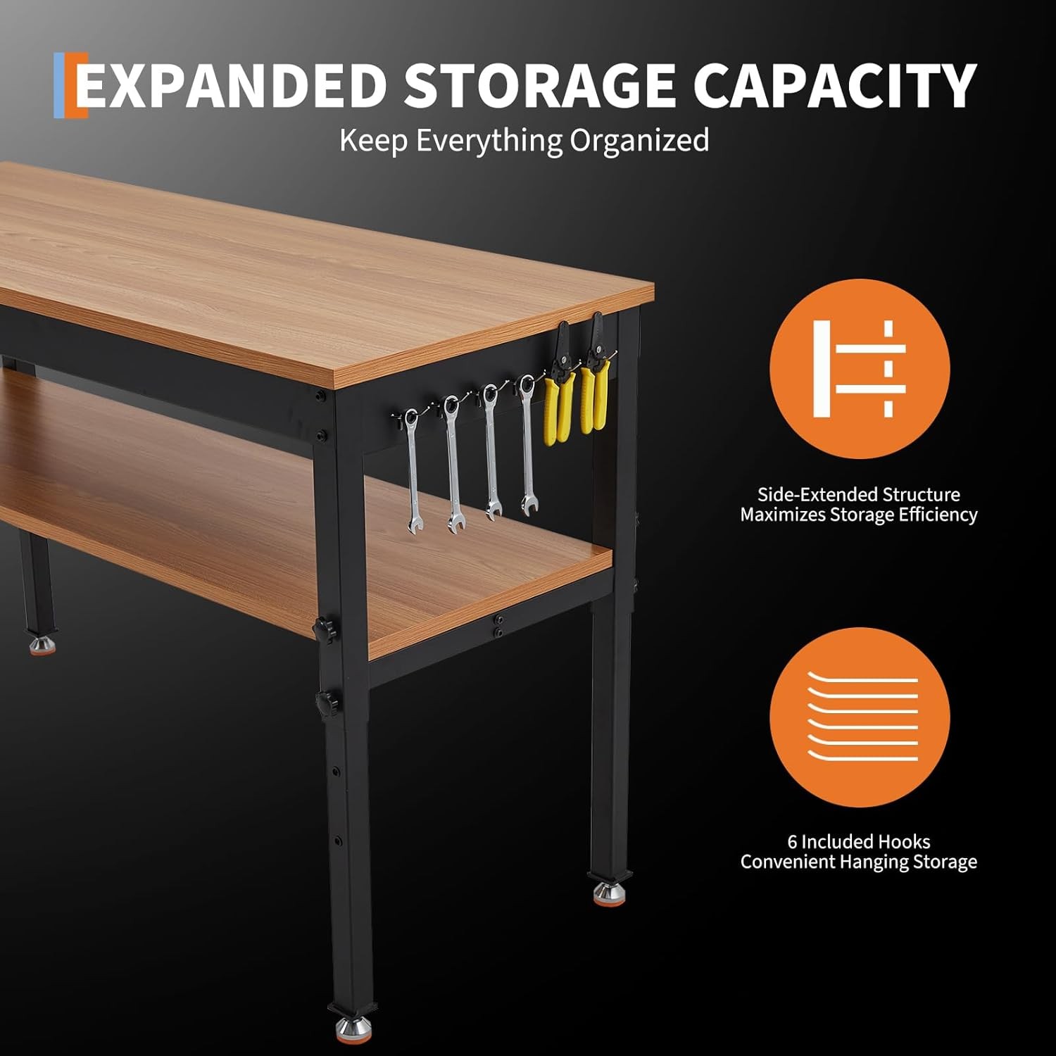 48x24 in Adjustable Height Workbench 2500LBS Heavy-Duty Work Bench Table Garage