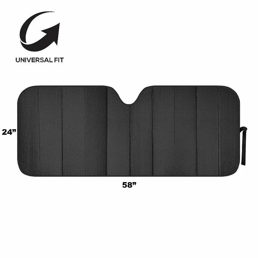 Motor Trend Matte Auto Sun Shades Front Windshield Protection - Black 58" x  24"