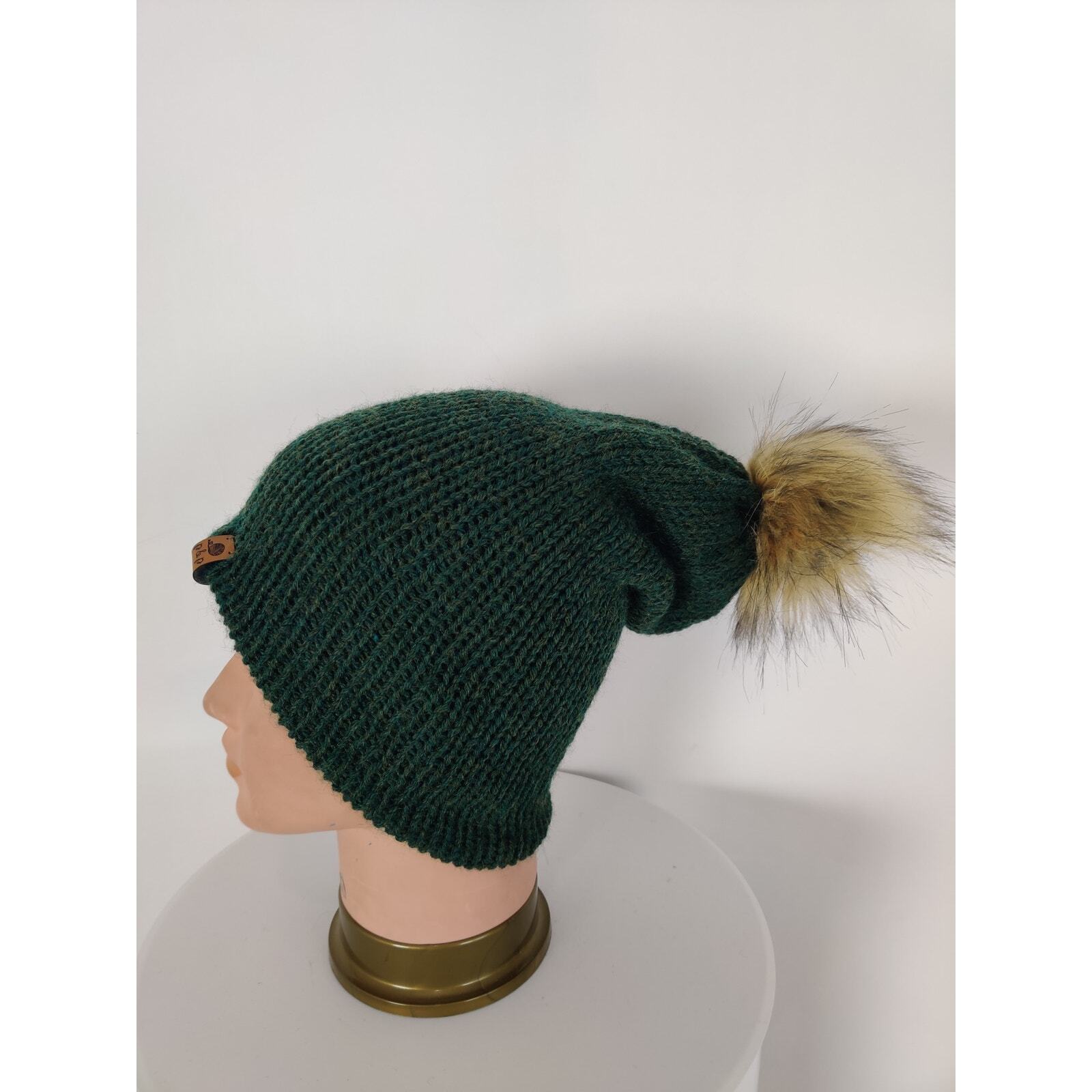 RARE ORIGINAL P&P Unisex beanie winter pom pom casual green OS