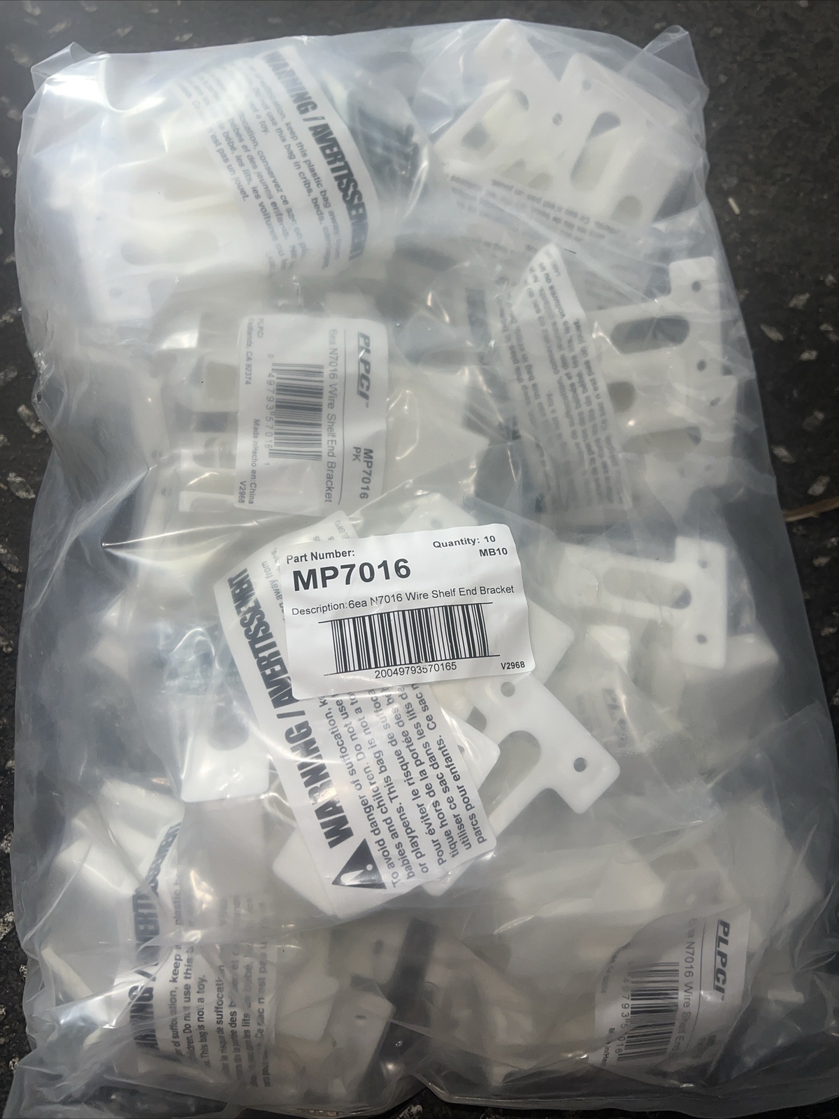 Prime-Line MP7016 Wire Shelf End Bracket, Pack of 6 X 10, White , Total 60