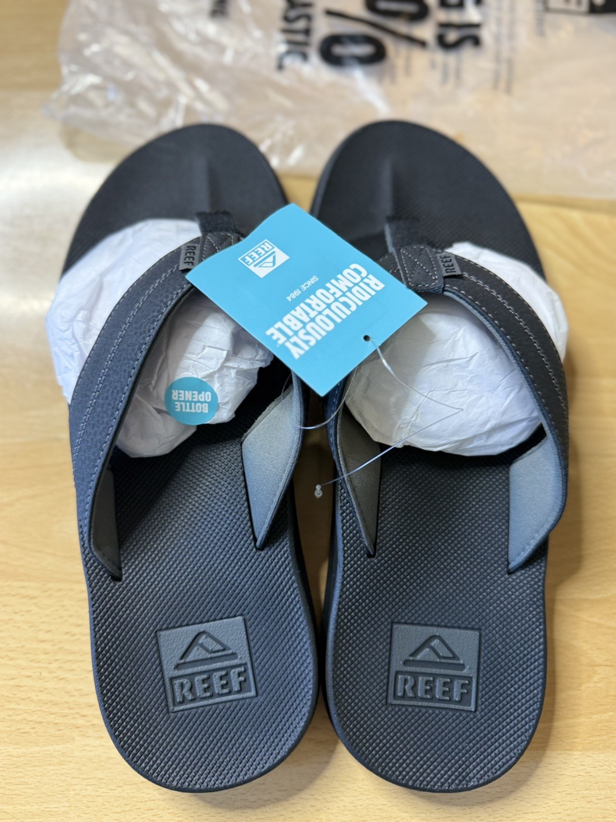 REEF Element TQT Flip Flop Sandals with Bottle Opener Black Men's Size 12