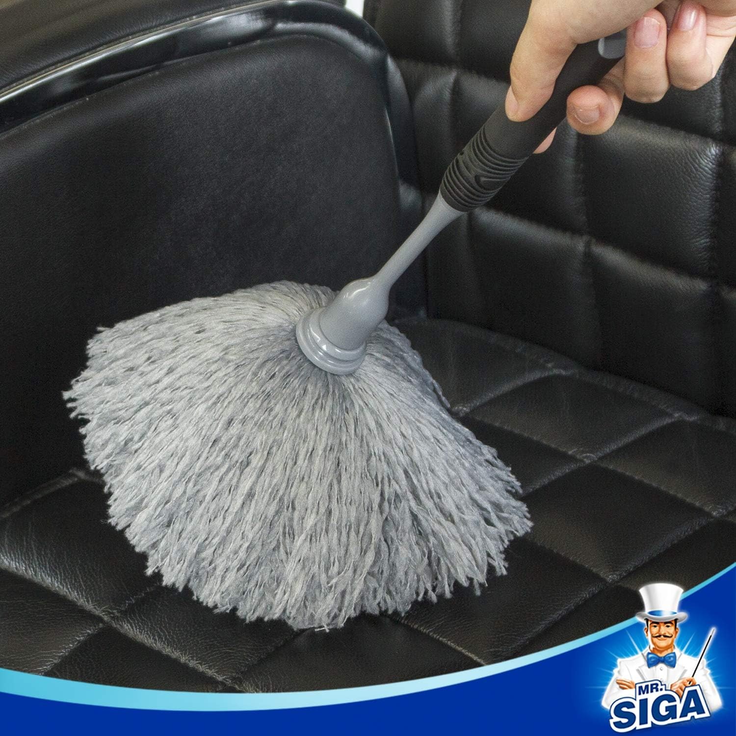 Microfiber Delicate Duster, Non-Slip Handle with Detachable Washable Head Gray