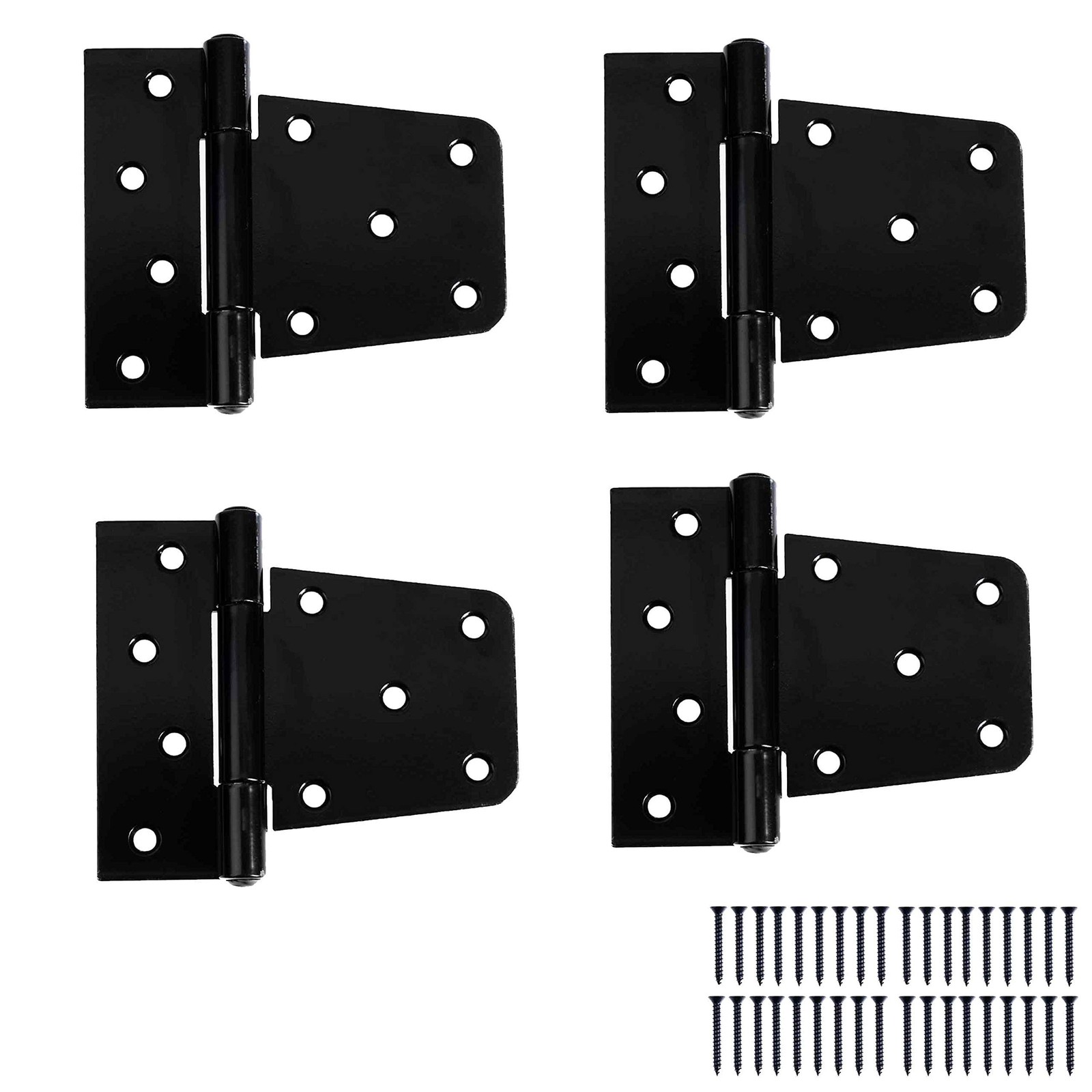 Barcaloo 3-1/2 Heavy Duty T Hinge Gate Shed Door Hinges, 4 Pack - Black Hinge...
