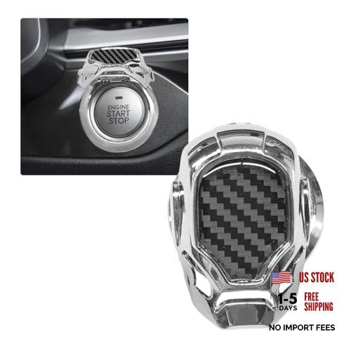 Craedli Cool Car Engine Start Button Cover, Zinc Alloy Anti-Scratch Auto Silver