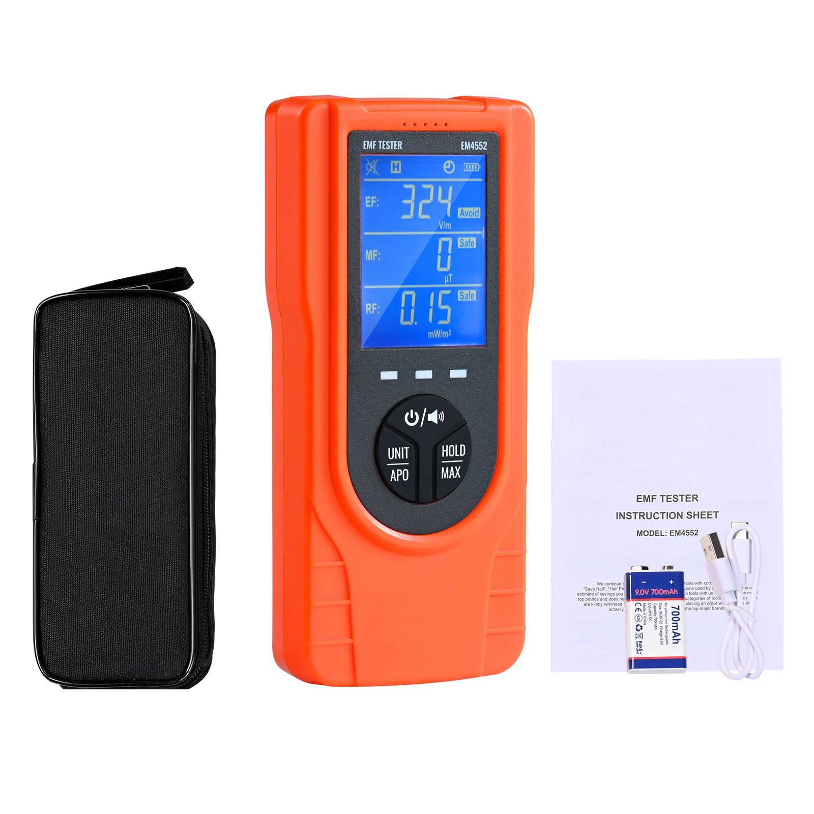 3-in-1 EMF Meter, 5Hz - 3.5GHz, Handheld Rechargeable Electromagnetic
