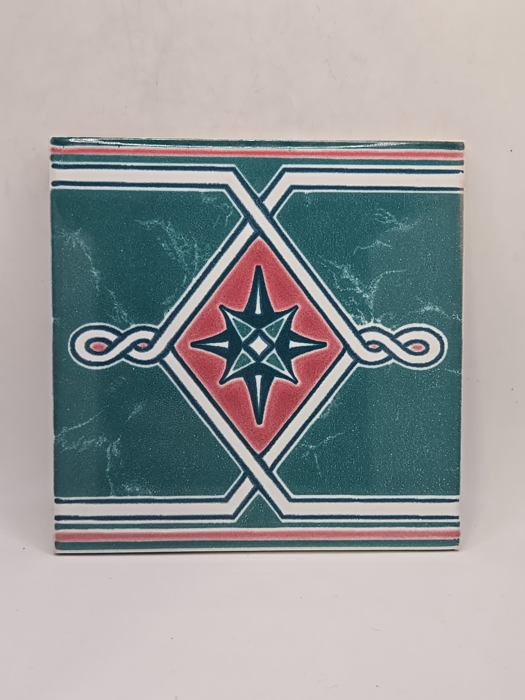 1pc Vintage Dong Su Teal Star Swimming Pool Ceramic Tile Frost Free 6"x6"