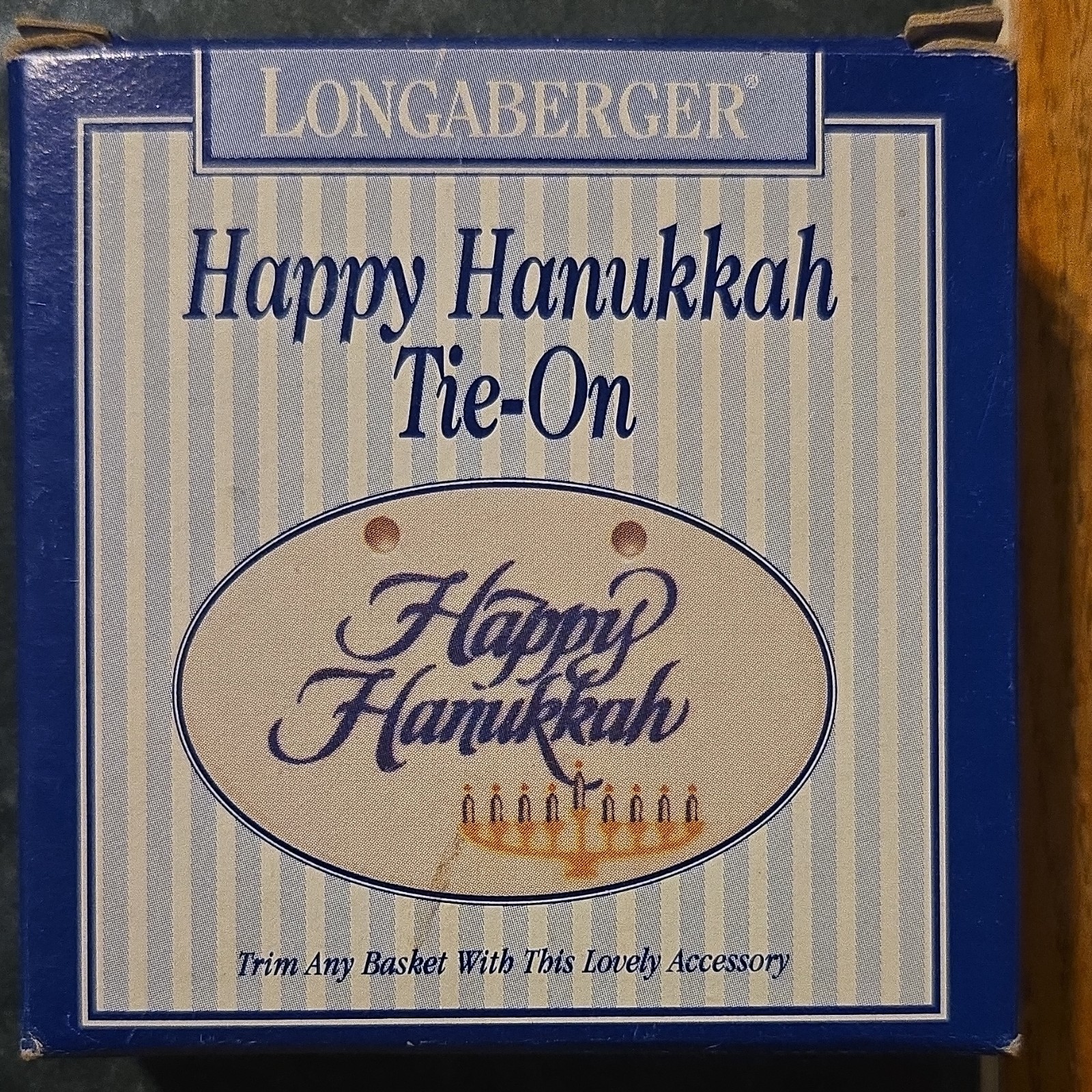 Longaberger Tie-On Basket Accessory Hanukkah Multicolor Oval Boxed 1995