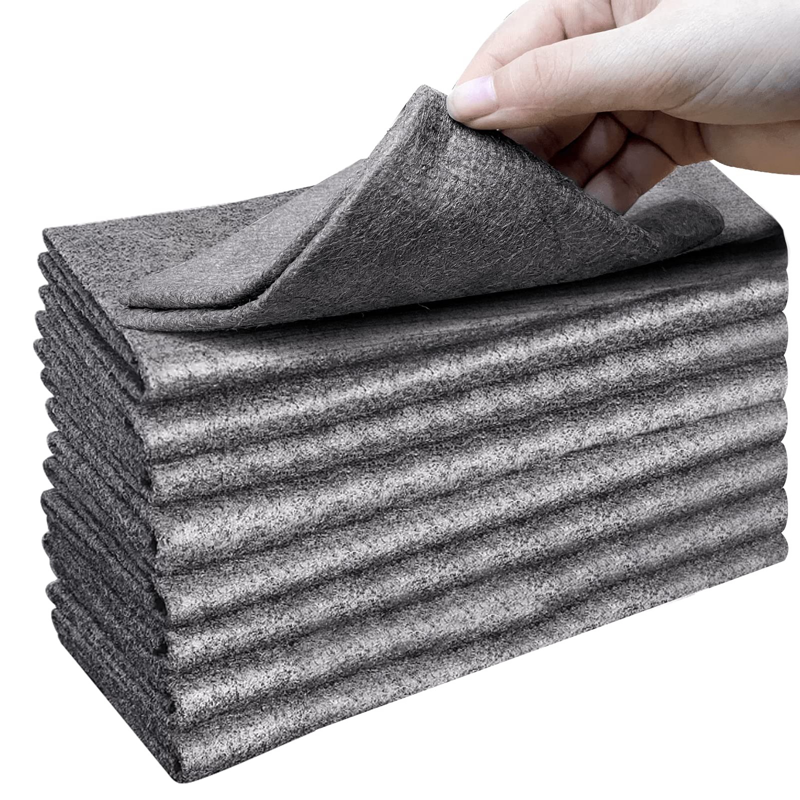 Bamboo Charcoal Dish Cloths Reusable Cleaning Cloths Super Absorbent, 8 Pcs