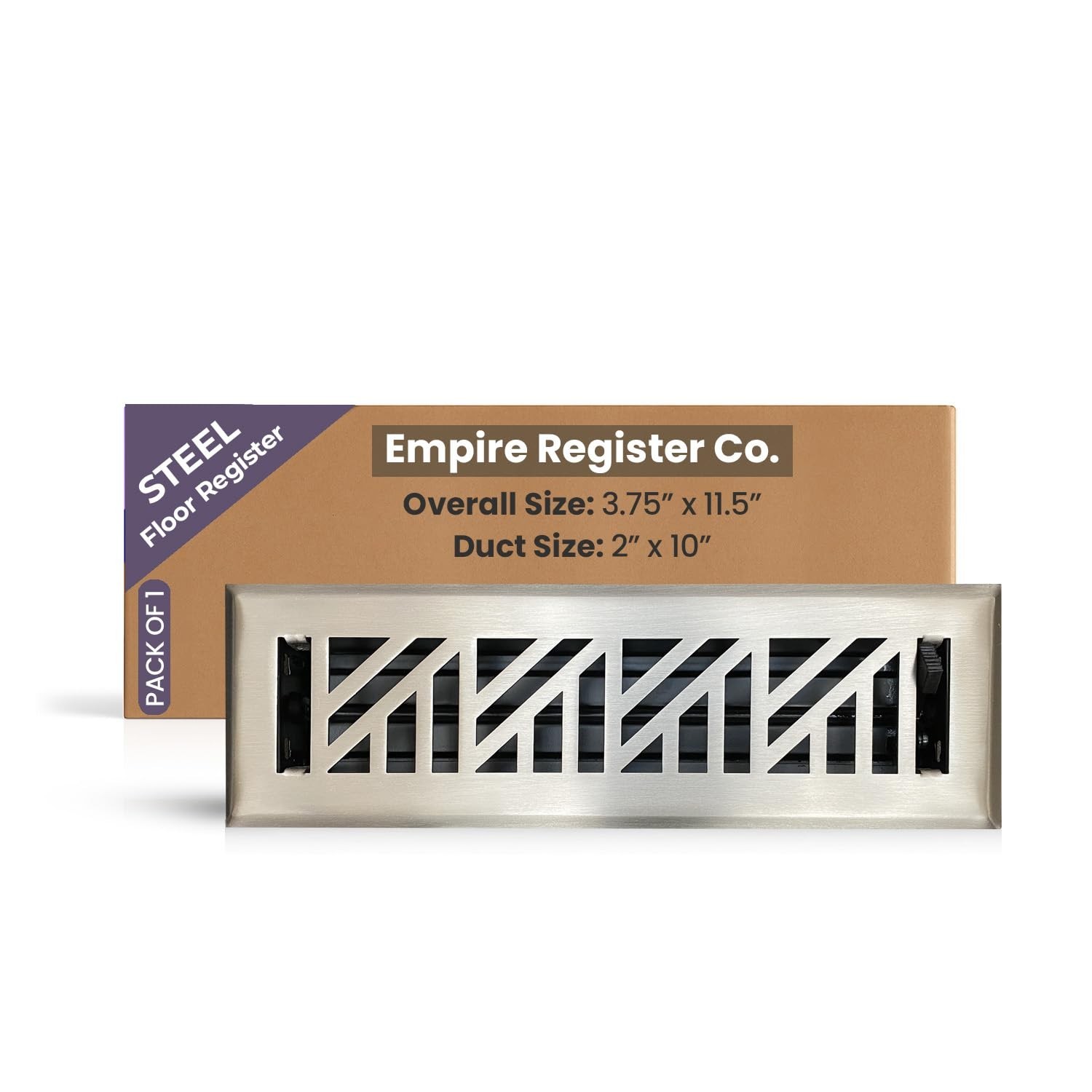 Empire Register Co, Vent Cover - 2x10 inch, Abstract Design, Brushed Nickel F...