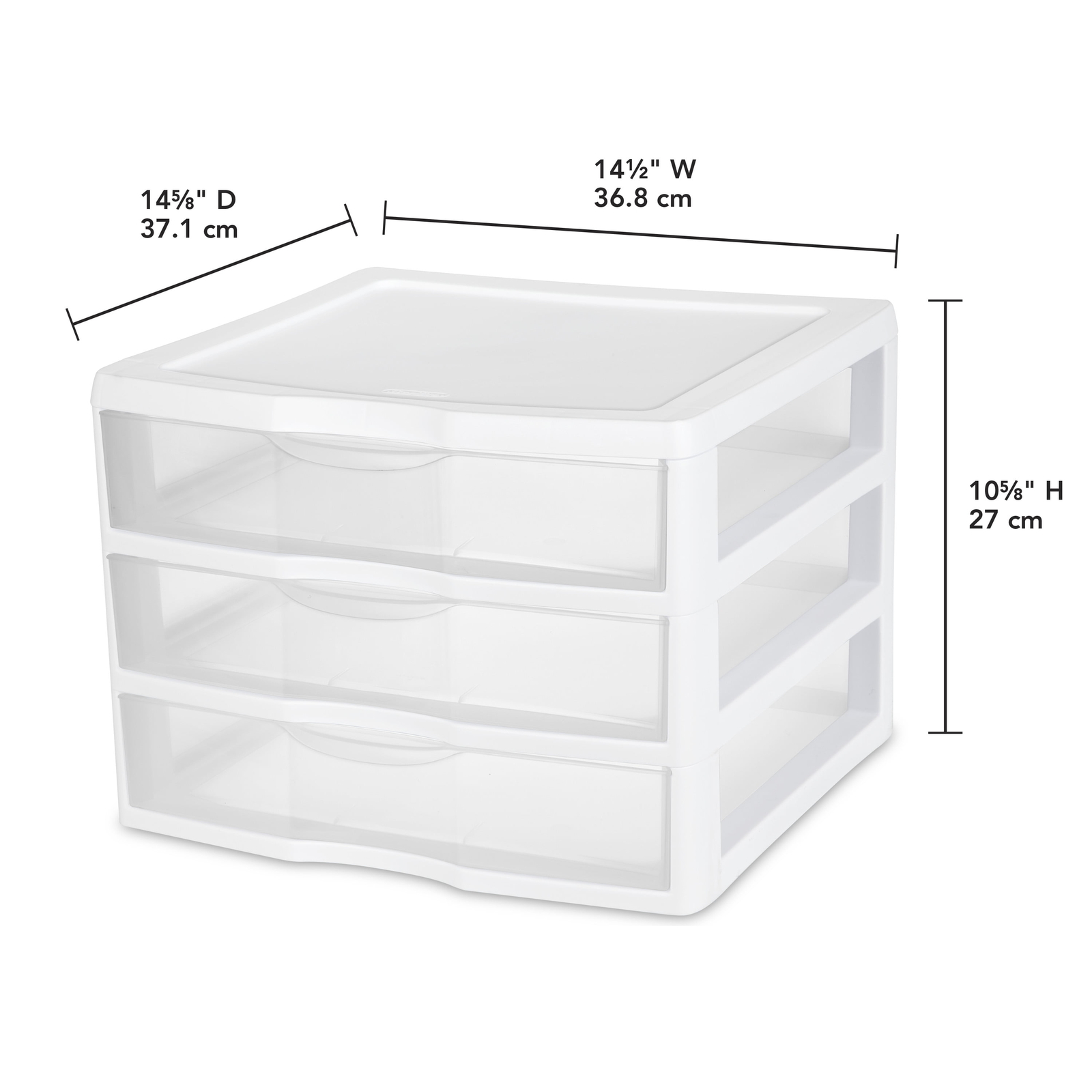 3-Drawer Wide Plastic Storage Unit, White