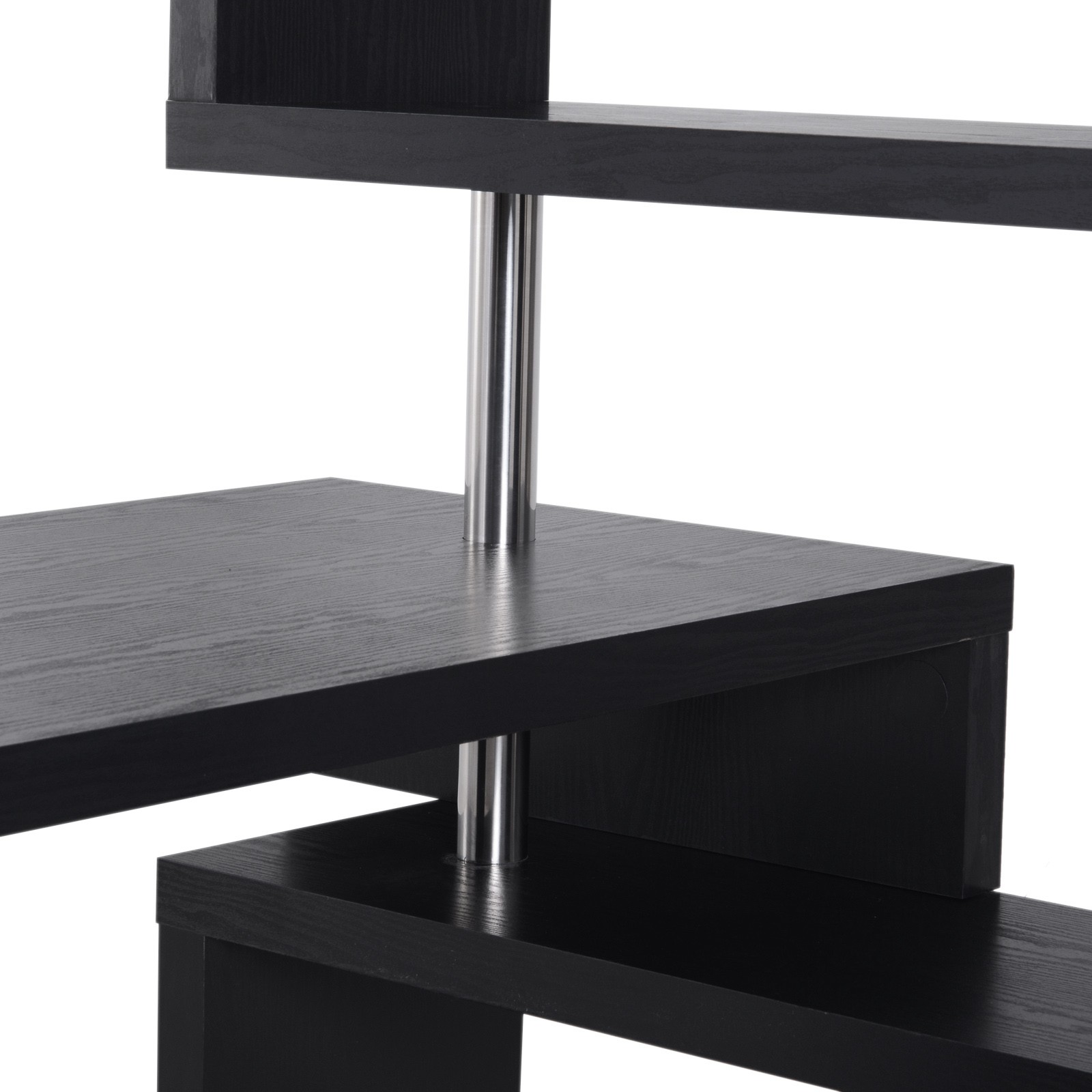 Hollow Core Hobby Corner Desk Computer Table Rotating 4 Tier Shelf Combo, Black