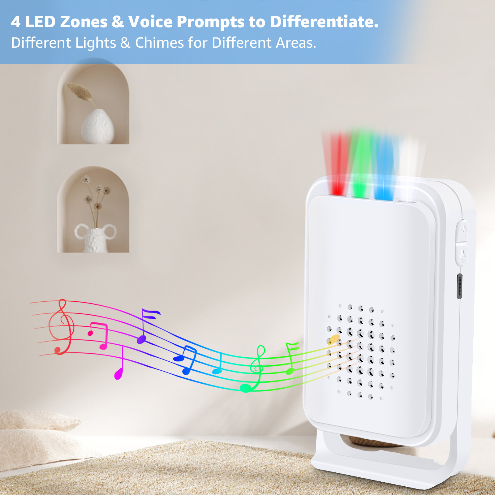 918FT Long Range Wireless Door Chime Entry Motion Sensor Alarm LED Flash