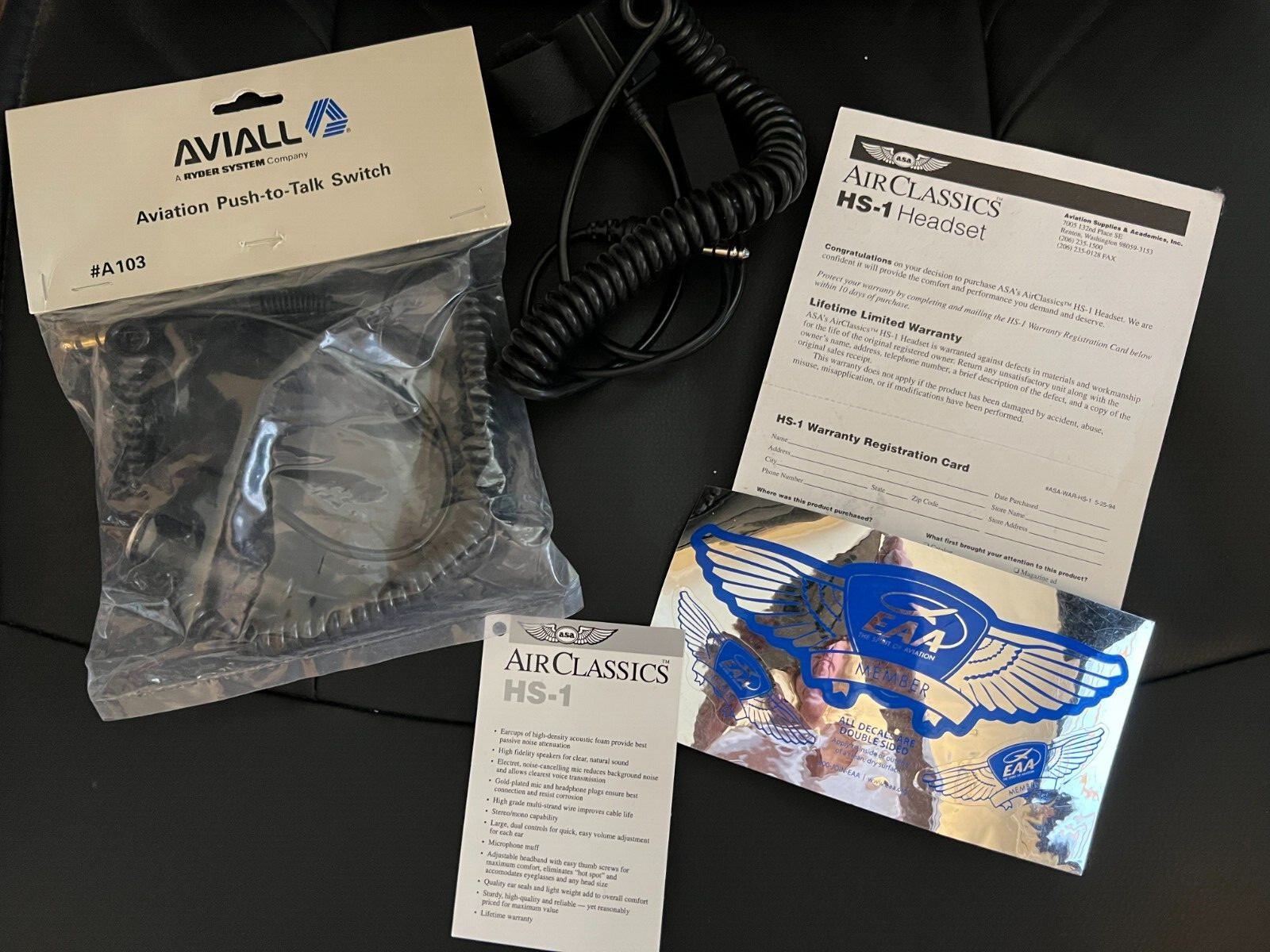 ASA AIR CLASSICS HS-1A GENERAL AVIATION HEADSET