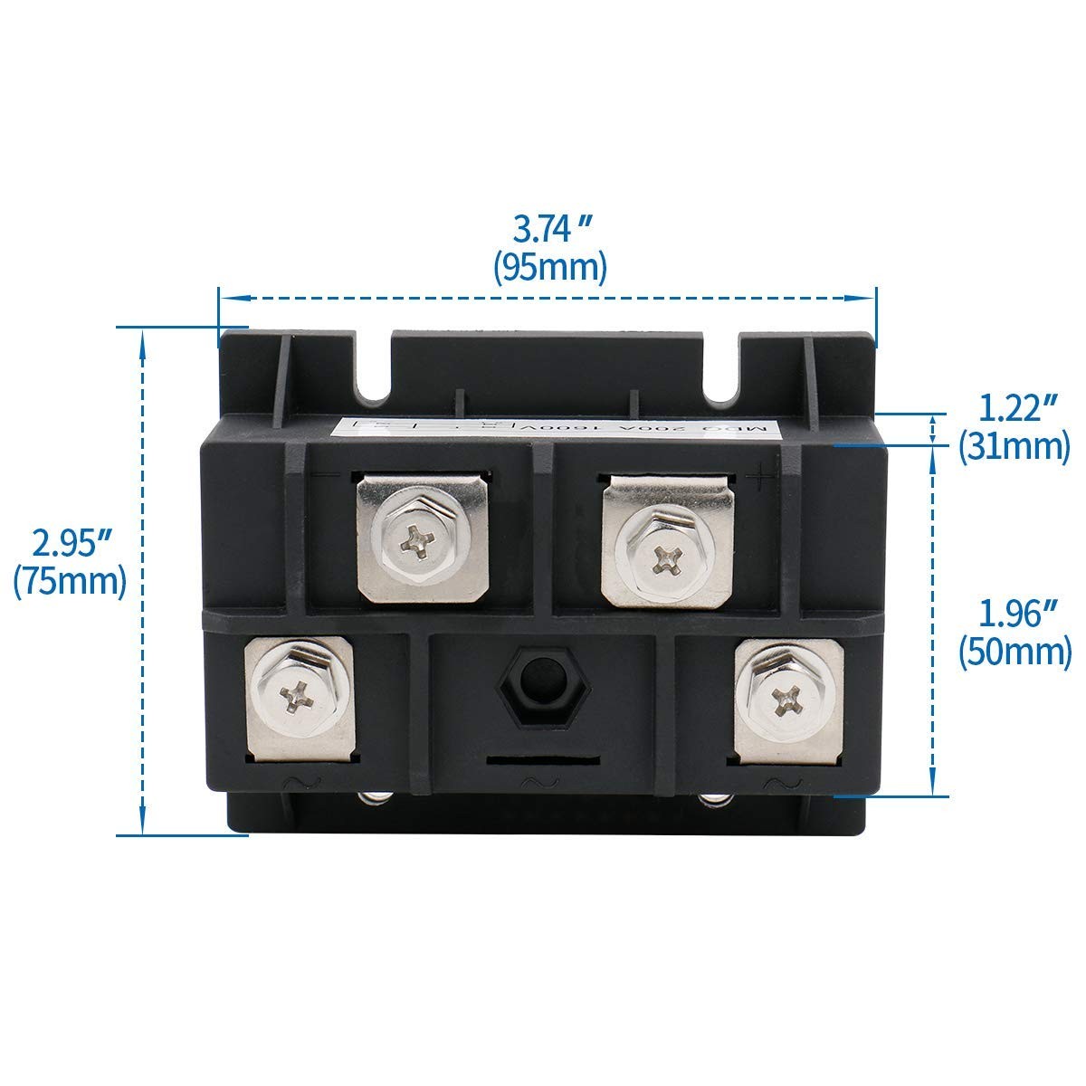 Single Phase Diode Bridge Rectifier MDQ-200A, 200A 1600V, 4 Terminal Full Wav...