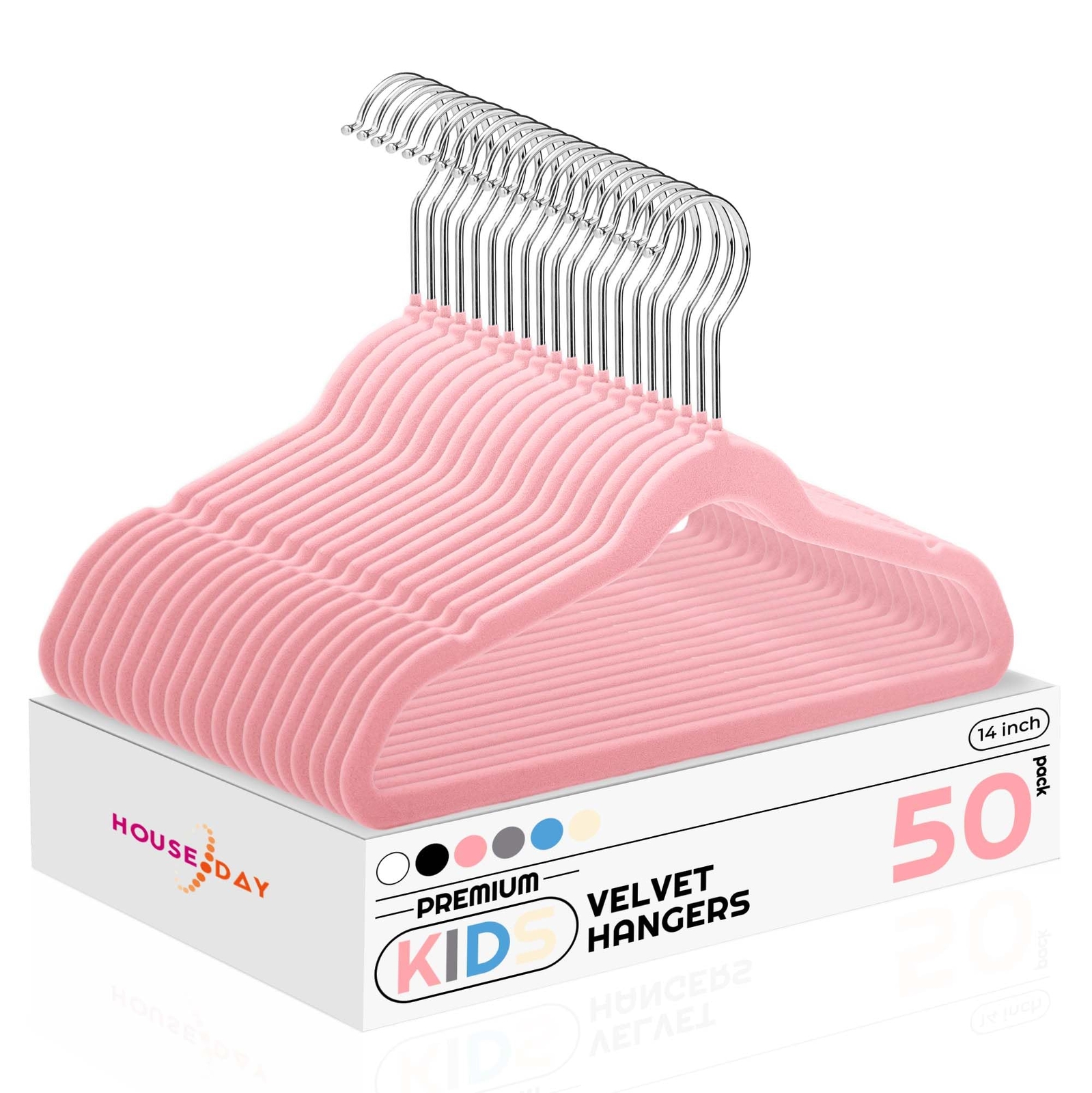 50PCS Pink Kids Velvet Hangers 14 Inch Durable Non Slip Felt Closet Hangers