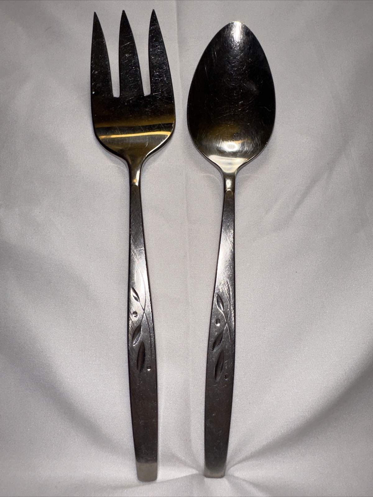 Oneida Cube WILL O' WISP Flatware Serving Spoon + Serving Fork Replacement Exc
