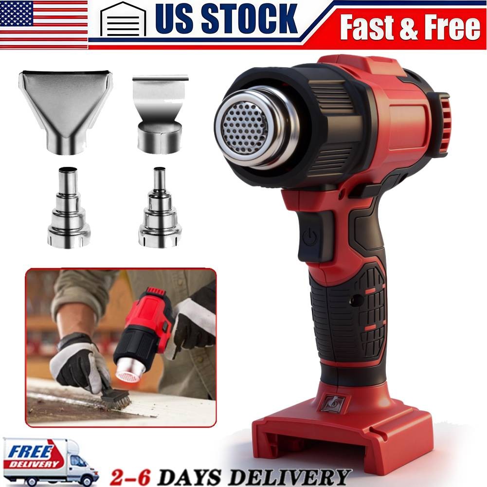 752°F Cordless Heat Gun for Milwaukee 18V Battery 360W Fast Heating W/4 Nozzles
