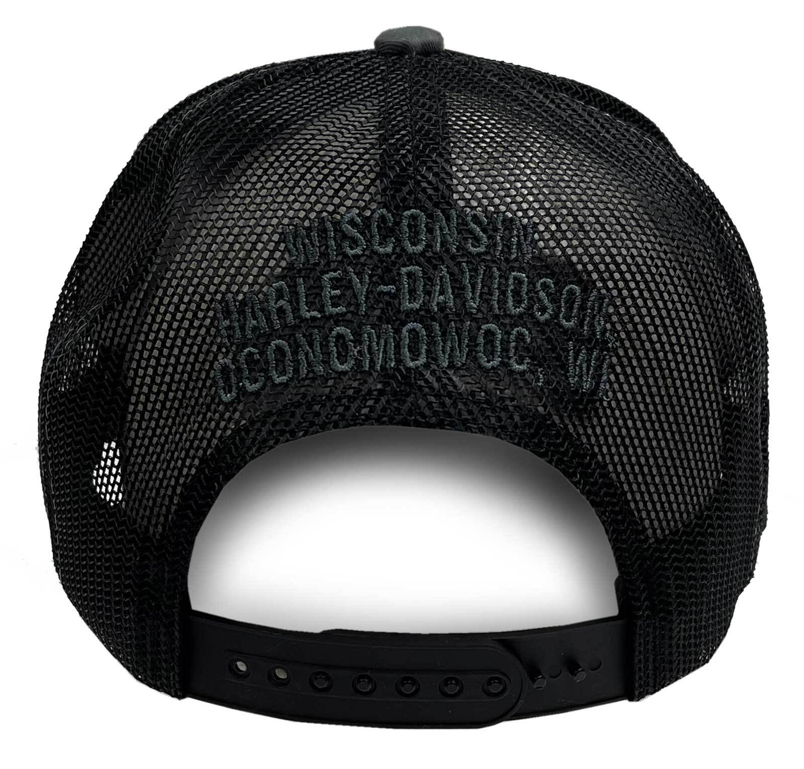 Harley-Davidson Men's Gate Arch Adjustable Snapback Mesh Trucker Hat - Gray