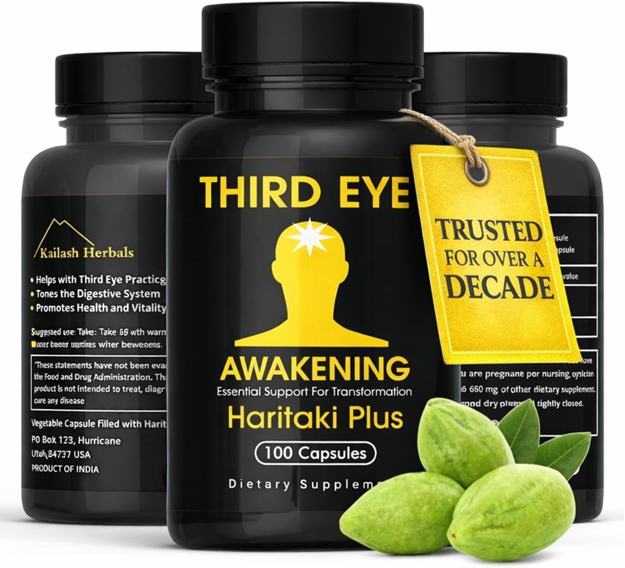 Third Eye Awakening - Organic Haritaki Capsules- Kailash Herbals-100 Capsules- 6