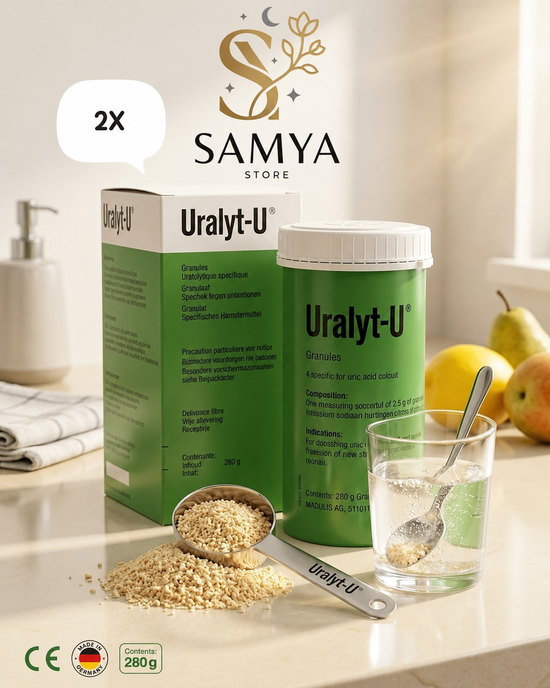 2X URALYT-U GRANULES 280 GM MADAUS FOR RENAL STONES - FREE SHIPPING