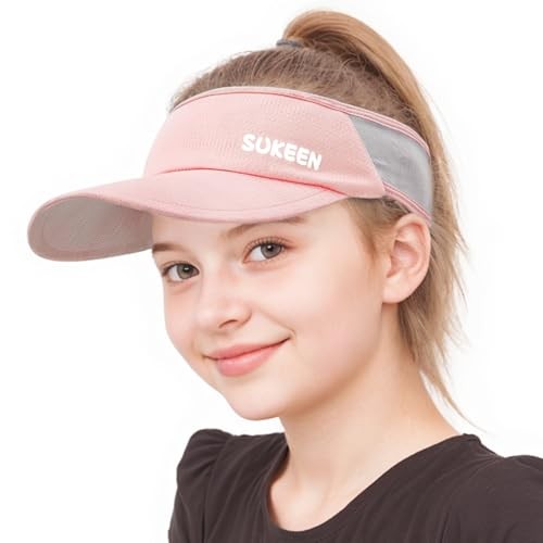 Kids Sun Visor Hats for Girls Boys,Lightweight Sports Hat UPF50+ One Size Pink