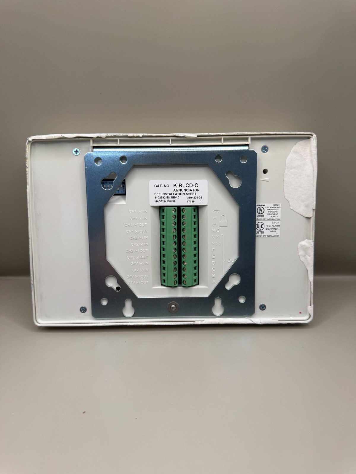 New Kidde Remote LCD Annunciator. K-RLCD-CR. With Common System Controls.