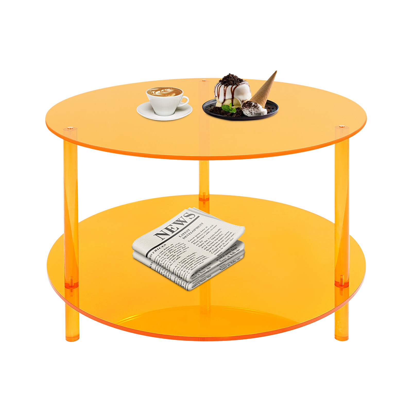 Acrylic Coffee Table, Modern Coffee Table, 2-tier Coffee Table