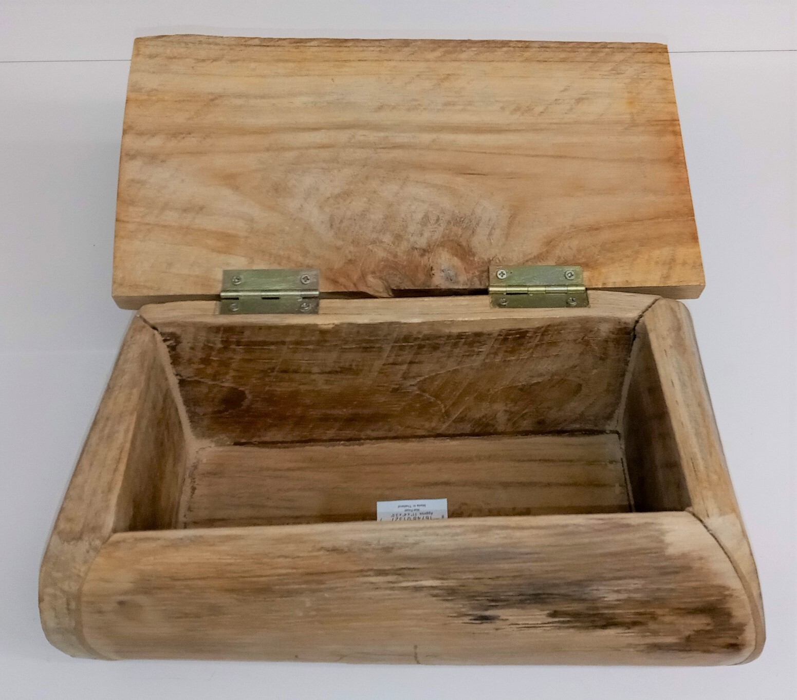 Enrico 3288 Driftwood Wax Finish Wood Box Table Chest w/ Hinged Lid