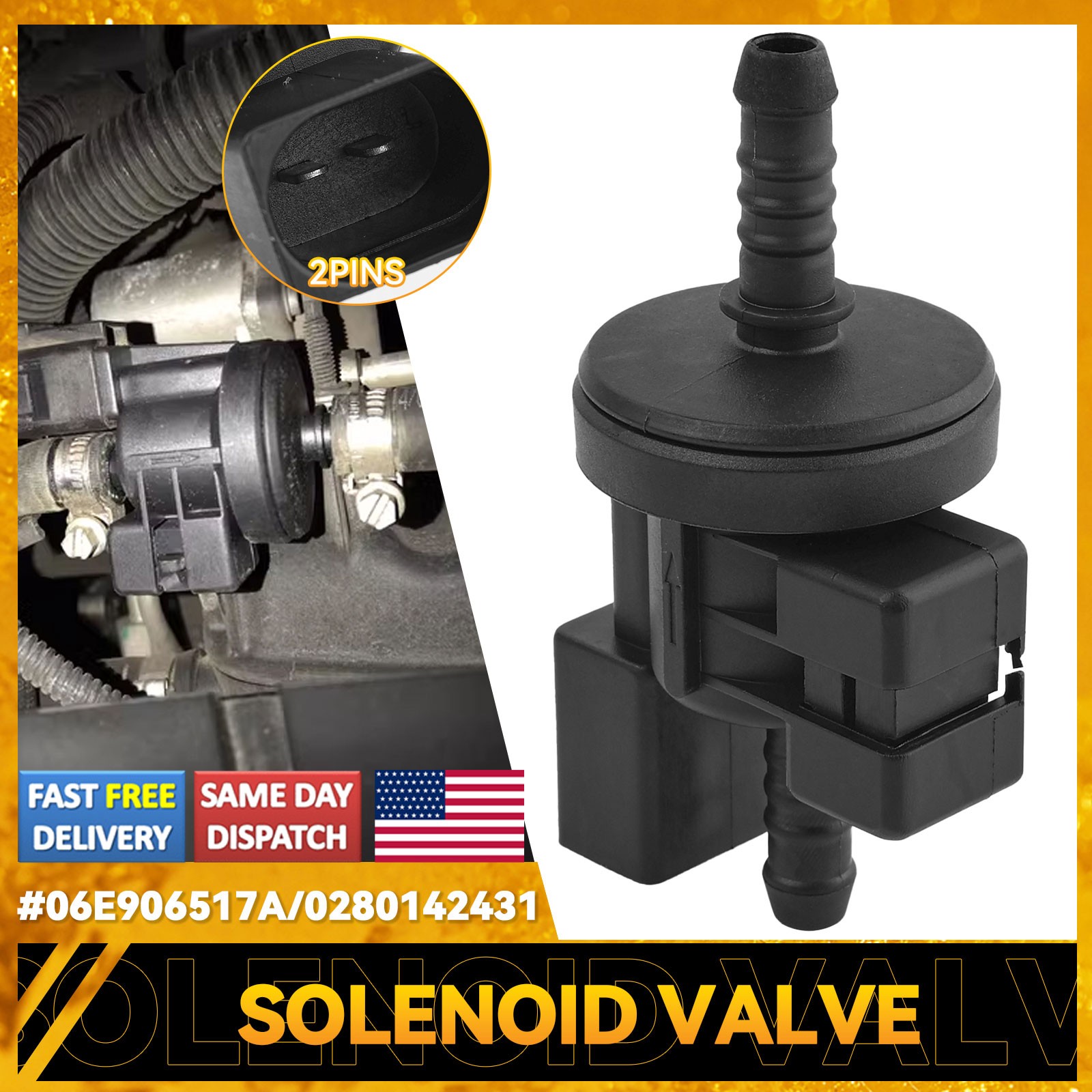 Vapor Canister N80 Purge Valve 0280142431  06E906517A For VW Passat GTI Audi A3