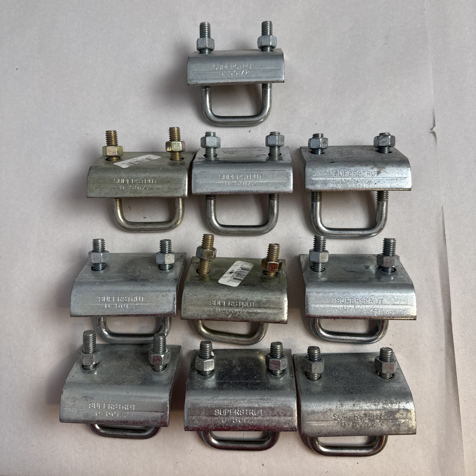 Lot Of 10 SuperStrut U-501/2  U-Bolt Electro-Galvanized Beam Clamps