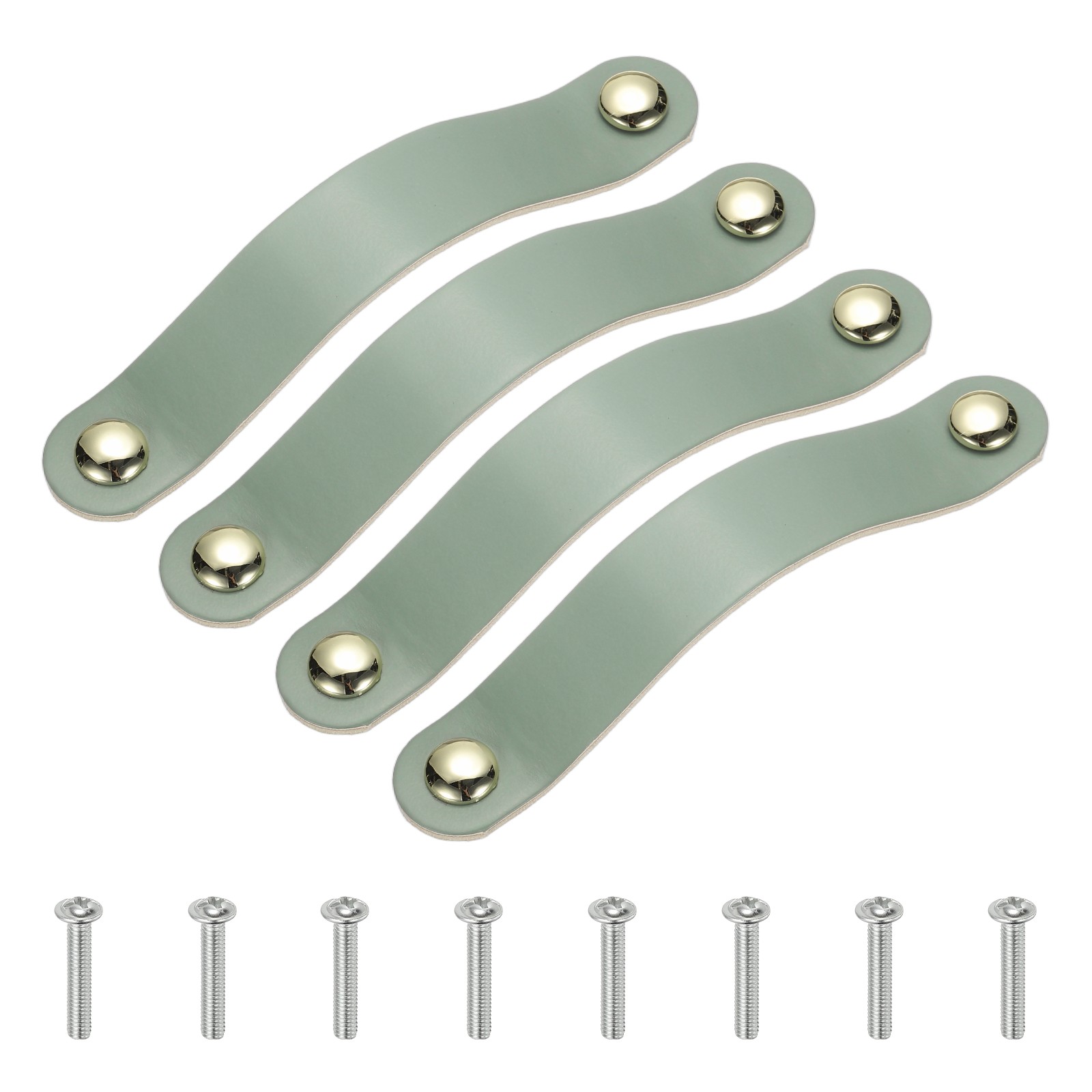4 Pcs Leather Drawer Pulls Double Hole Leather Handle with Screws Blue