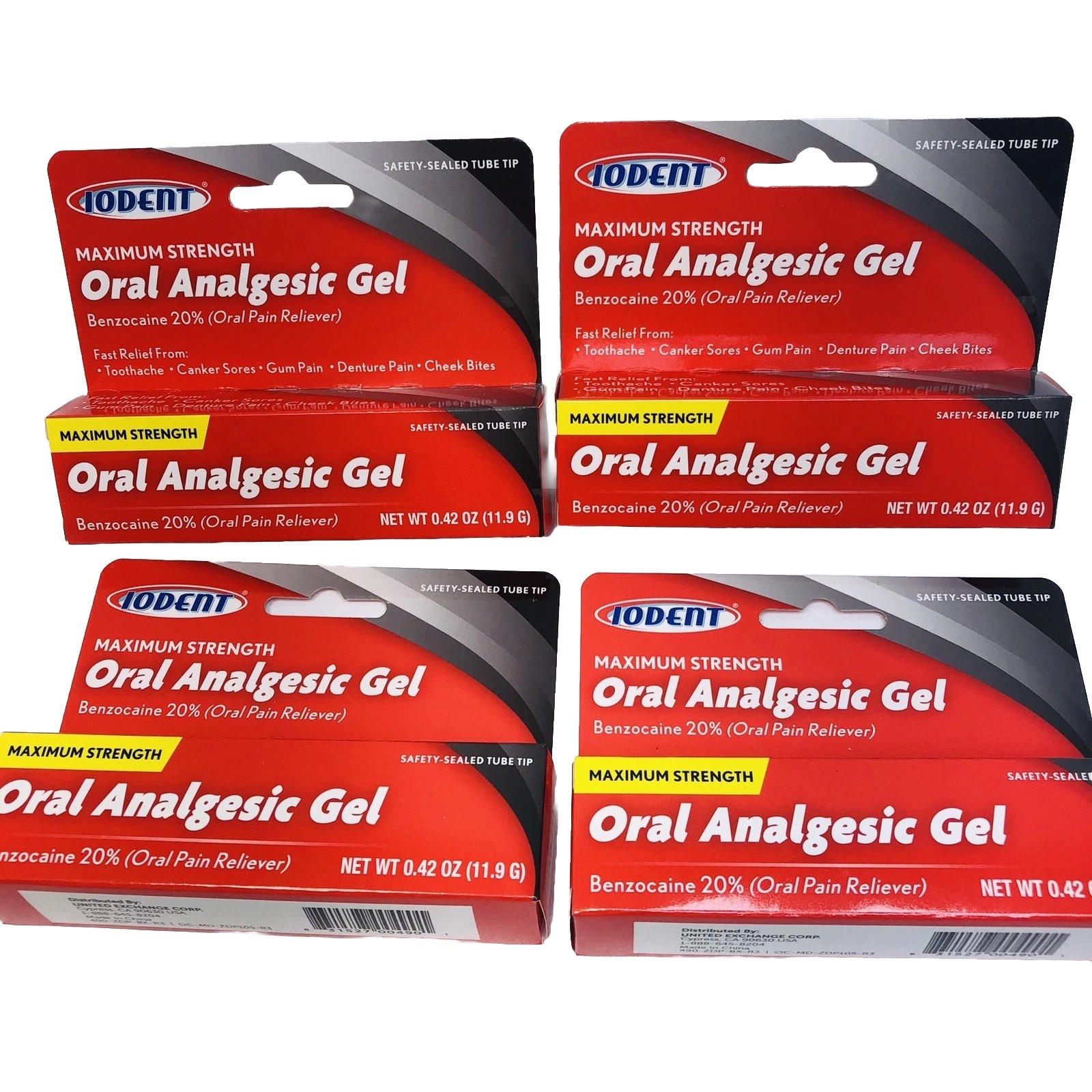4 Oral Analgesic Gel Maximum Strength Benzocaine 20% Toothache Pain Relief 12g